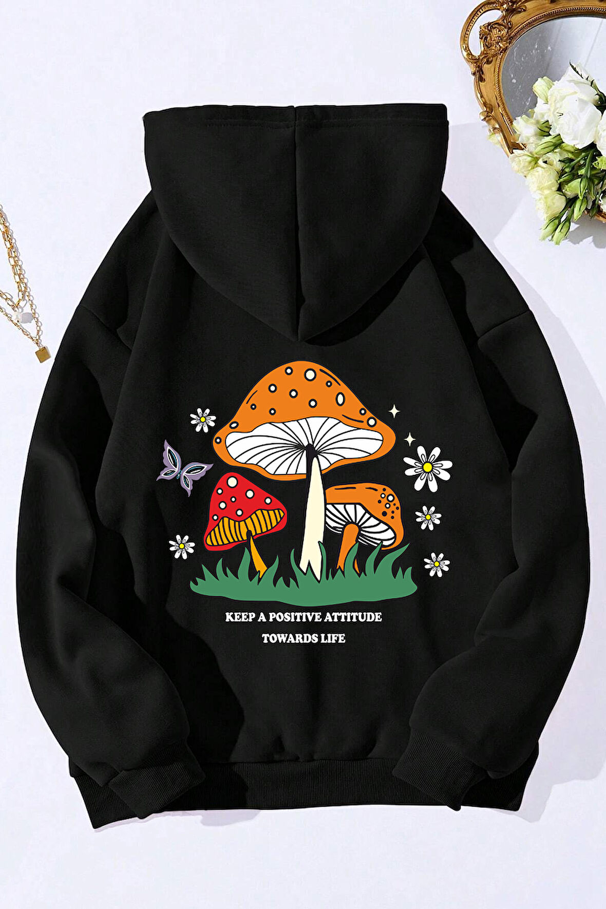 Uyguntarz Unisex Mantar Baskılı Oversize Sweatshirt