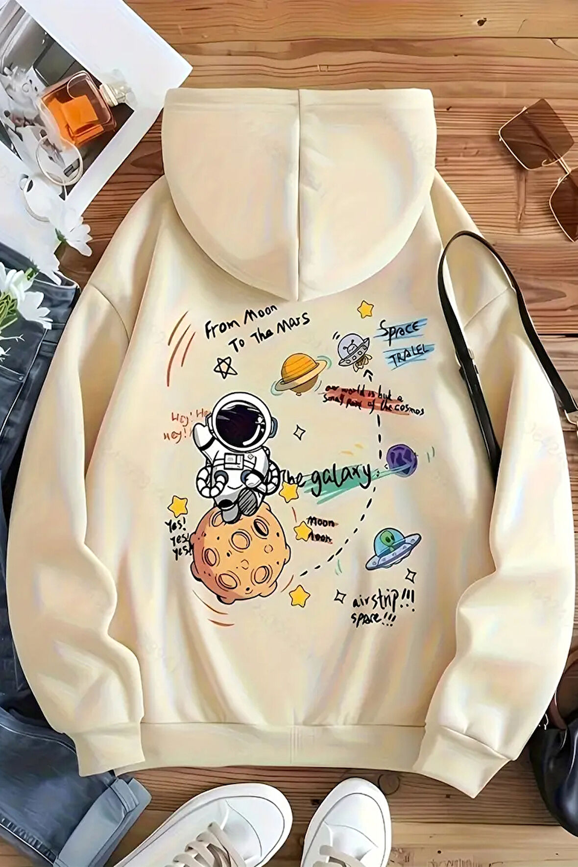 Uyguntarz The Galaxy Baskılı Oversize Sweatshirt
