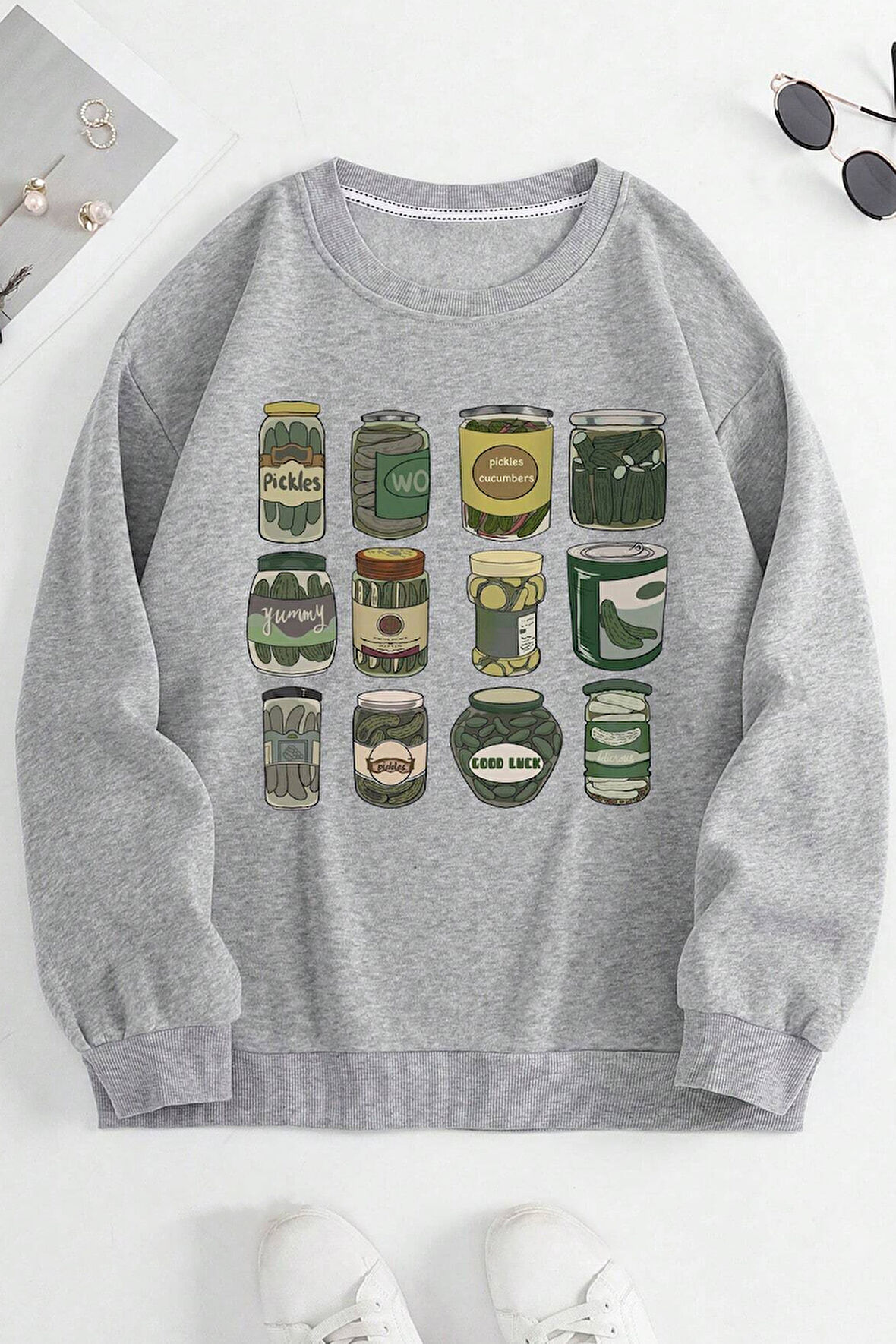 Uyguntarz Turşu Baskılı Oversize Sweatshirt