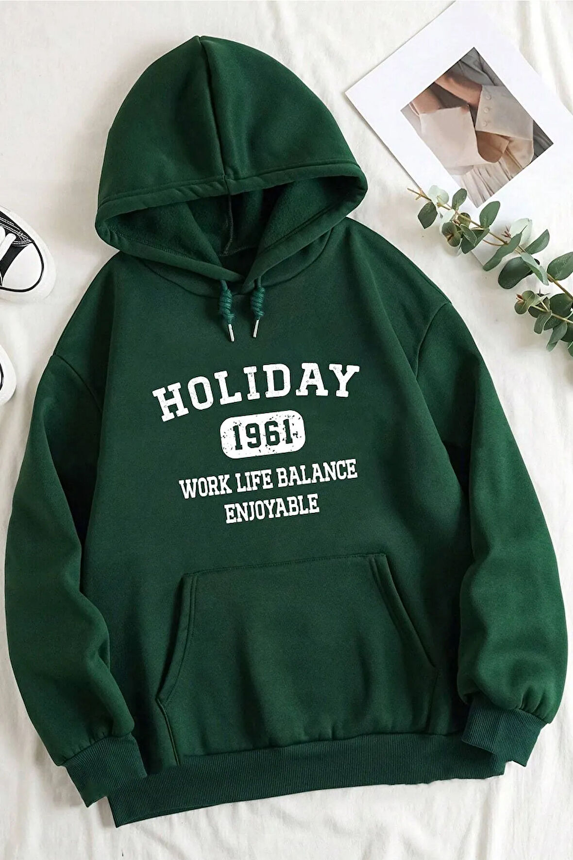 Holiday Baskılı Unisex Oversize Sweatshirt