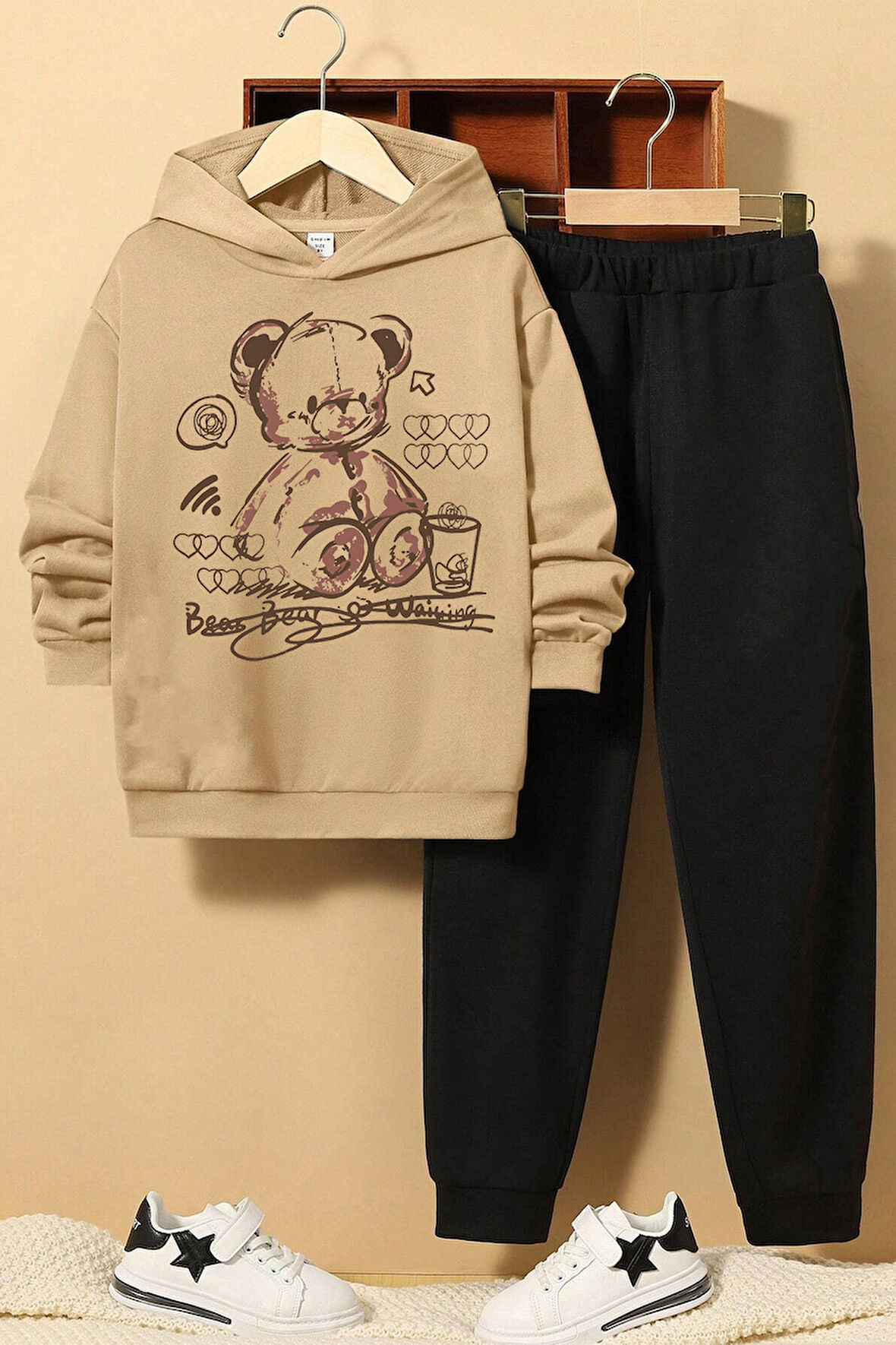 Uyguntarz Bear Baskılı Erkek Çocuk  - Kız Rahat Eşofman Takımı