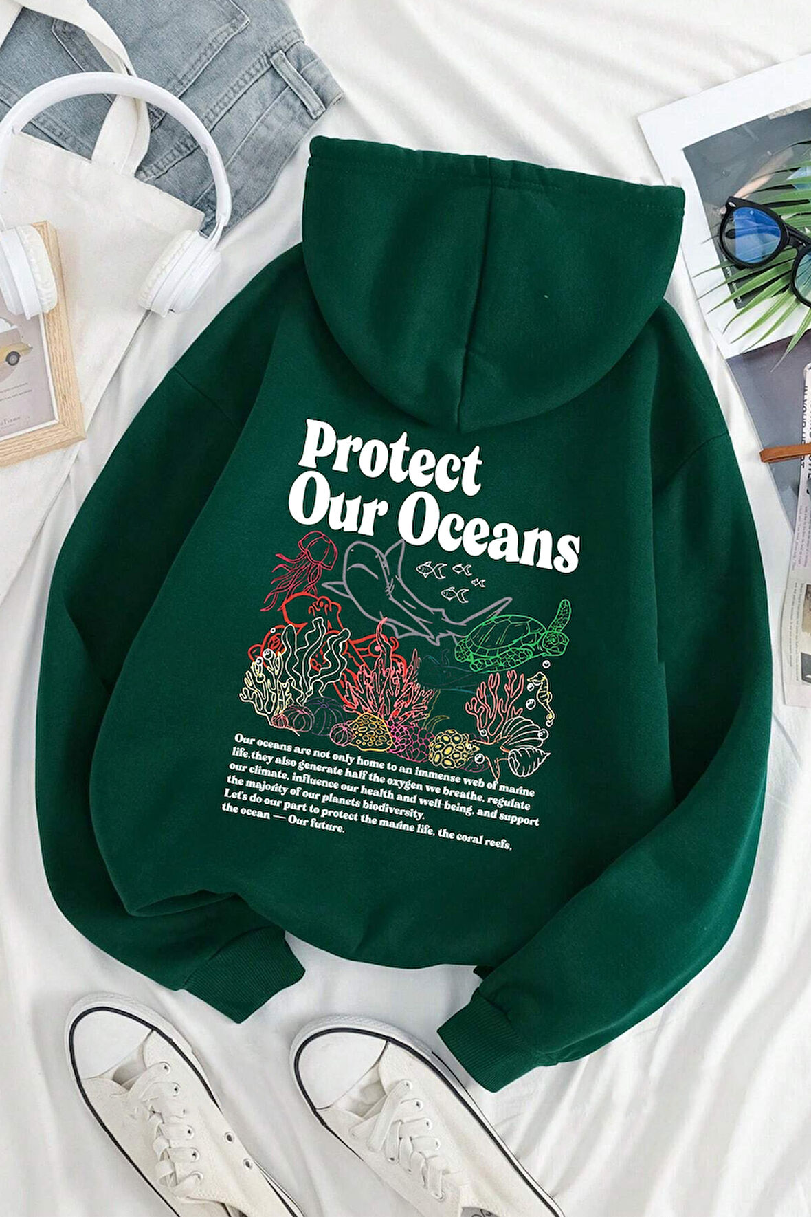 Uyguntarz Oceans Baskılı Oversize Sweatshirt