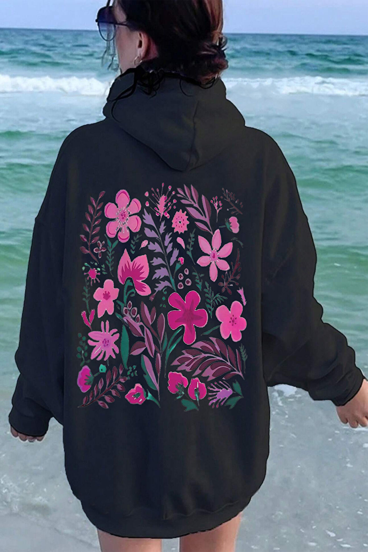 Uyguntarz Bahar Esintisi Çiçek Baskılı Oversize Sweatshirt