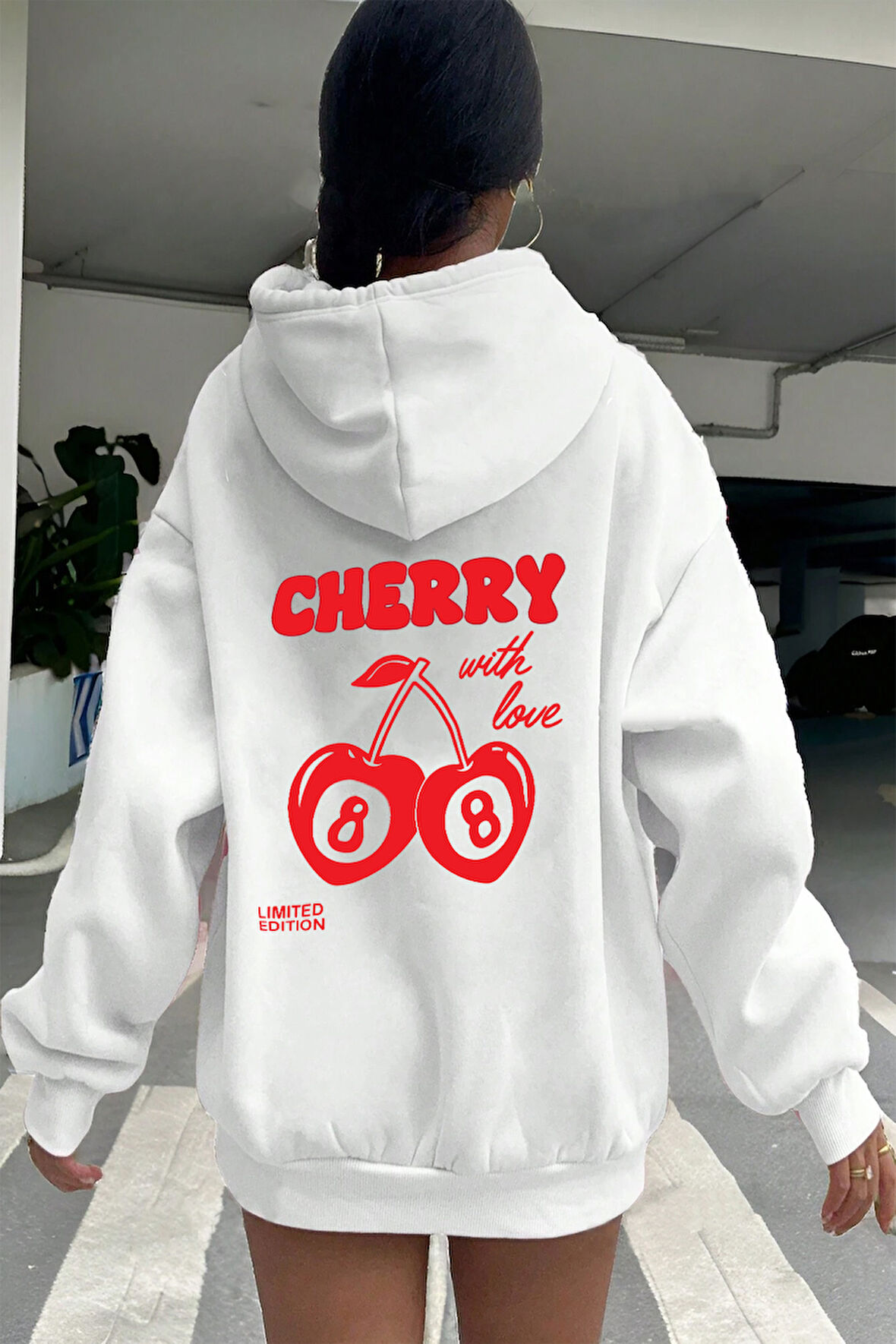 Uyguntarz Cherry Baskılı Oversize Sweatshirt