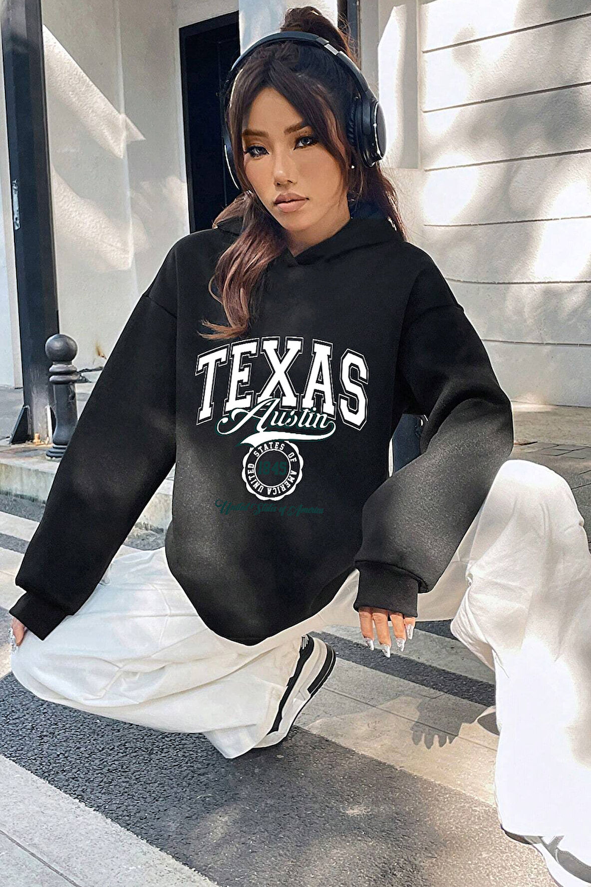 Uyguntarz Texas Baskılı Oversize Sweatshirt