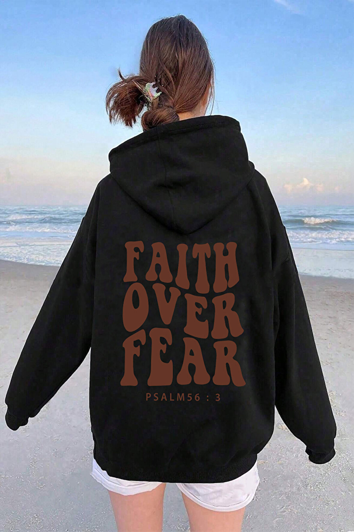 Uyguntarz Faith Over Baskılı Oversize Sweatshirt