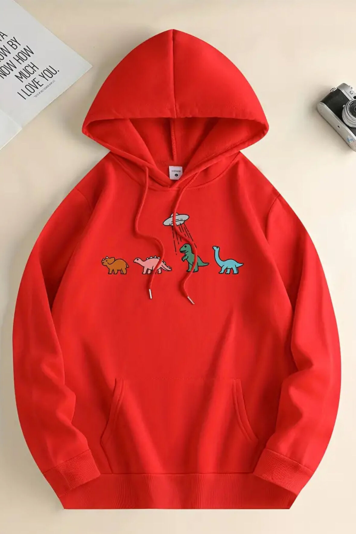 Uyguntarz Uzaylı Dinazor Baskılı Oversize Sweatshirt