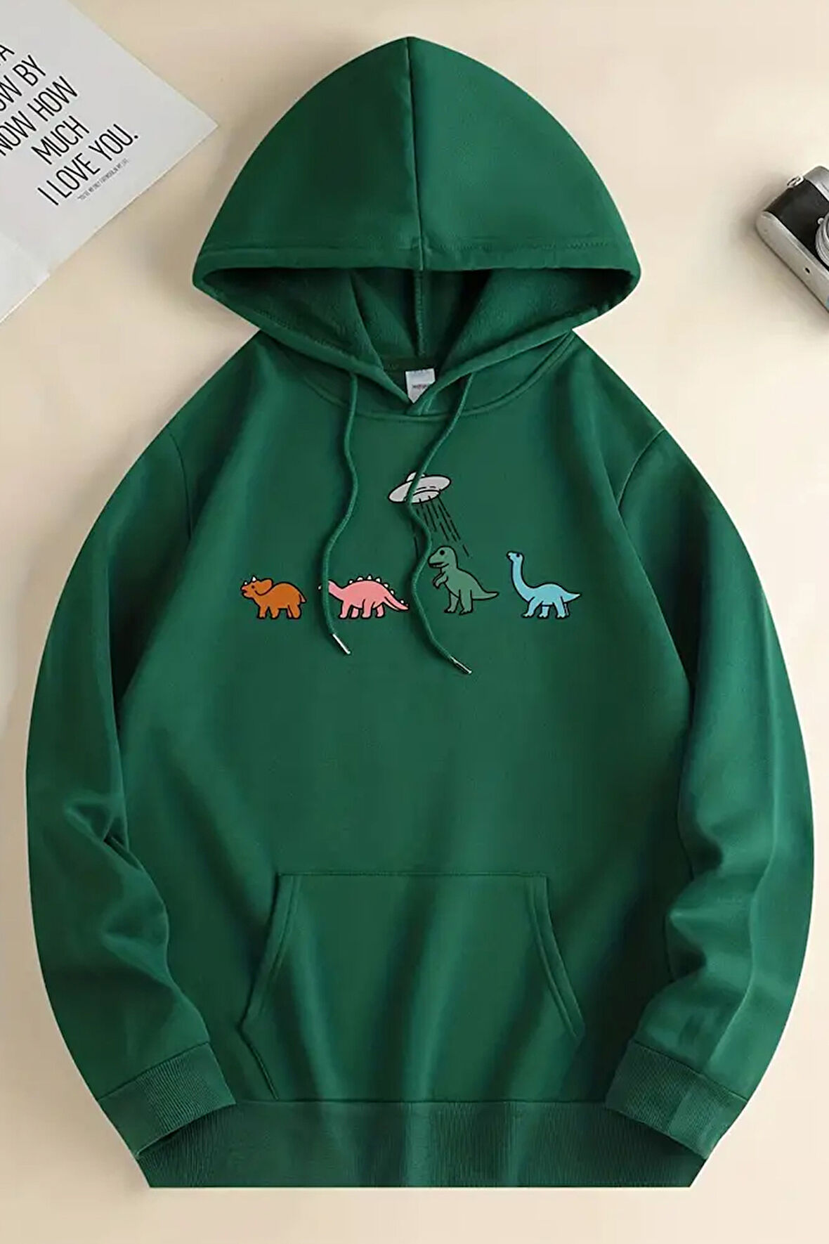 Uyguntarz Uzaylı Dinazor Baskılı Oversize Sweatshirt