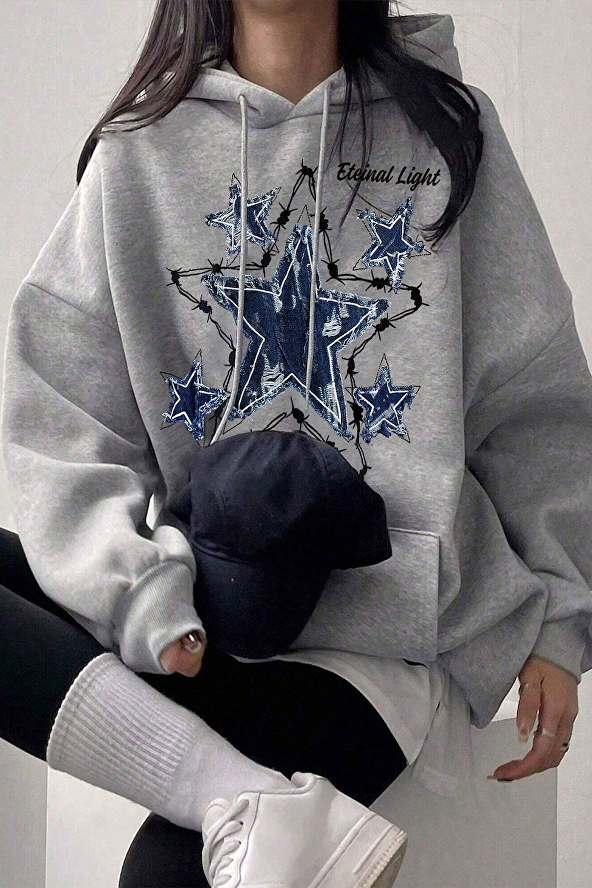 Uyguntarz Eteinal Light Baskılı Oversize Sweatshirt