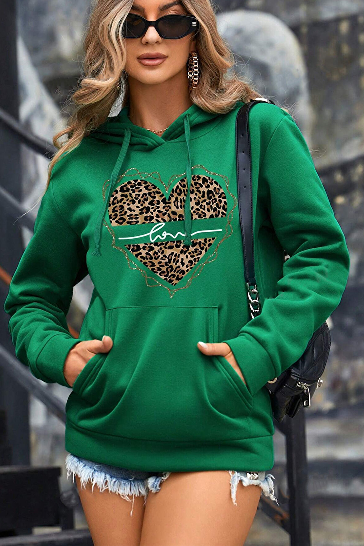 Uyguntarz Kalp Baskılı Oversize Sweatshirt