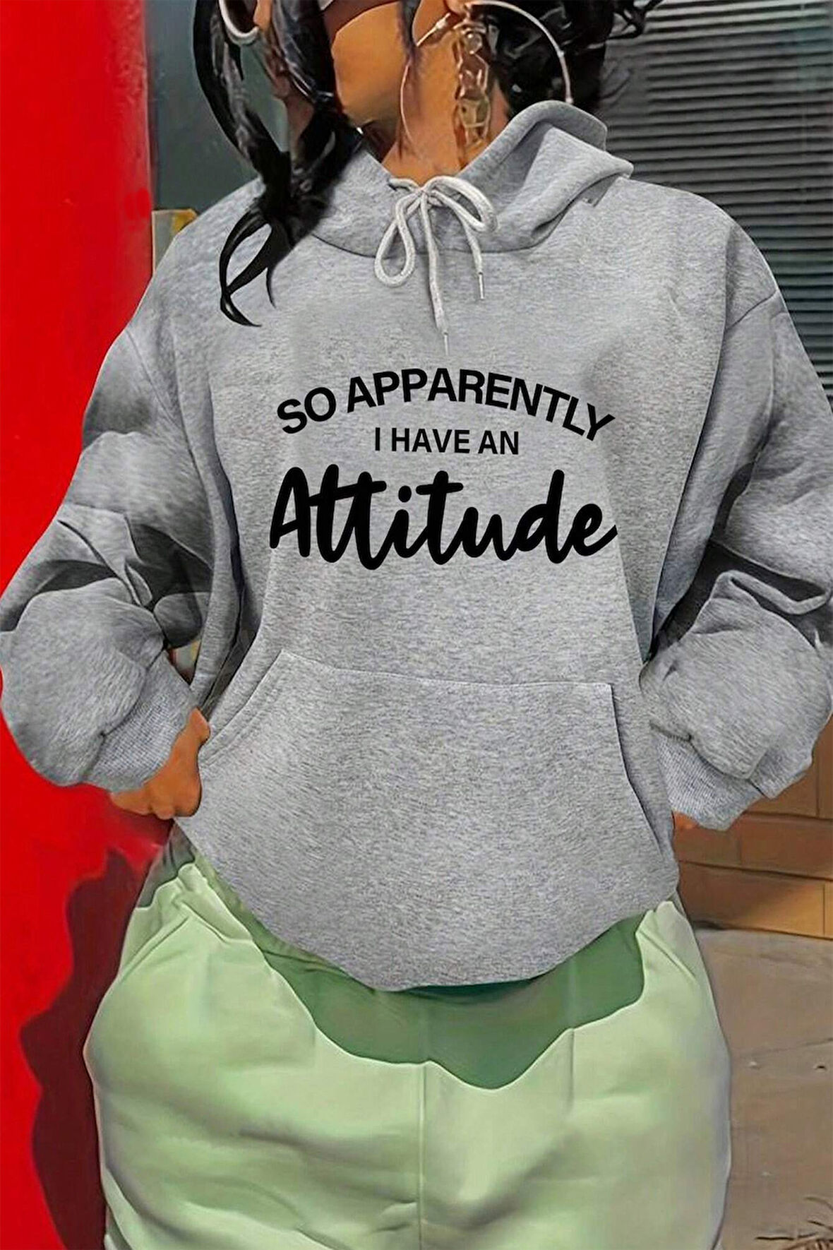 Uyguntarz Attitude Baskılı Oversize Sweatshirt