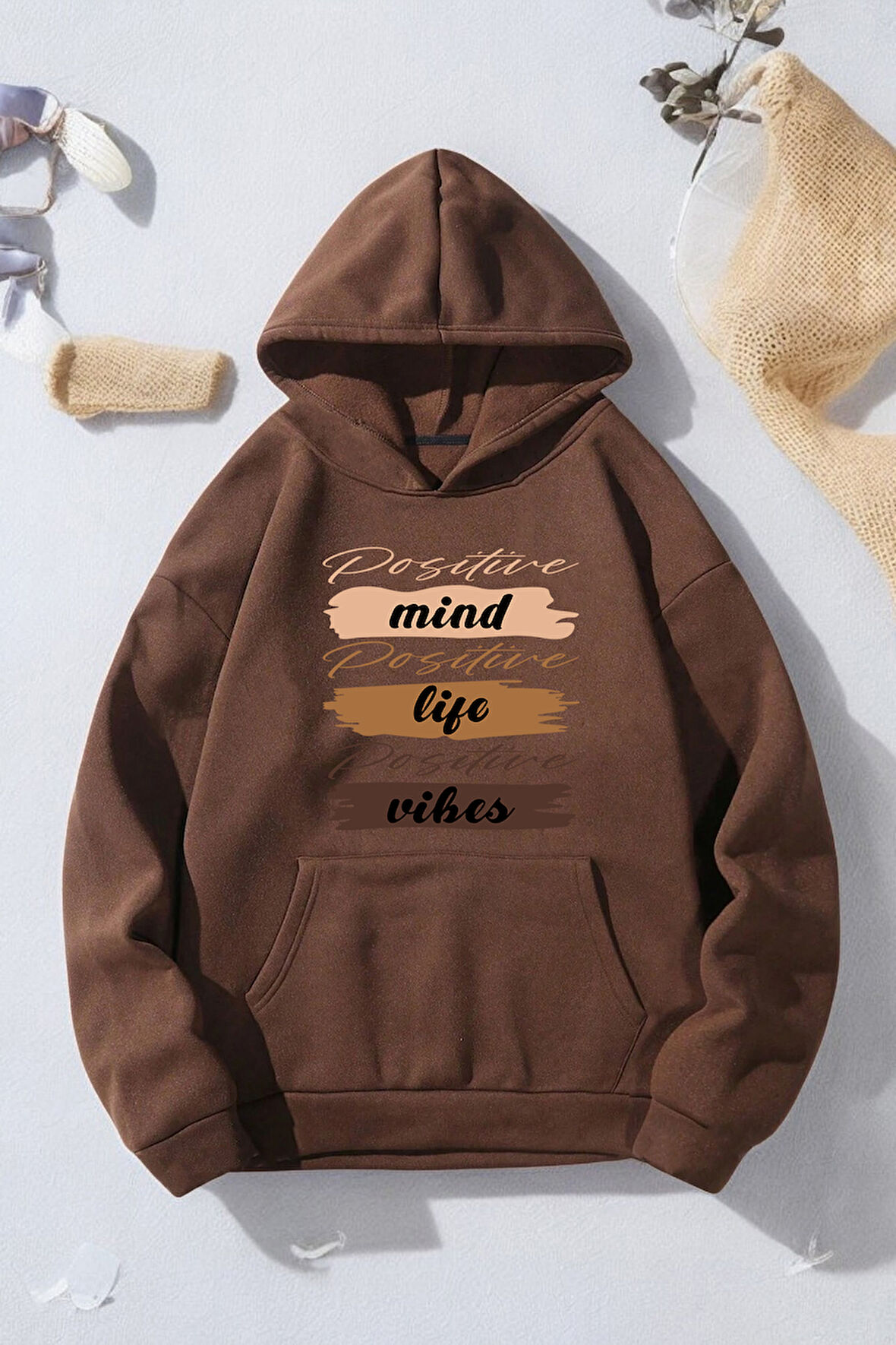 Uyguntarz Mind Life Vibes Baskılı Oversize Sweatshirt