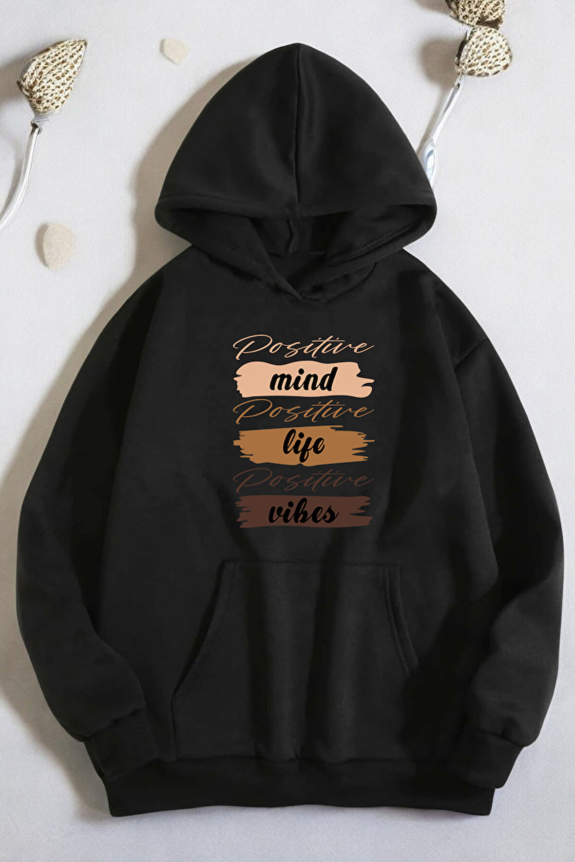 Uyguntarz Mind Life Vibes Baskılı Oversize Sweatshirt