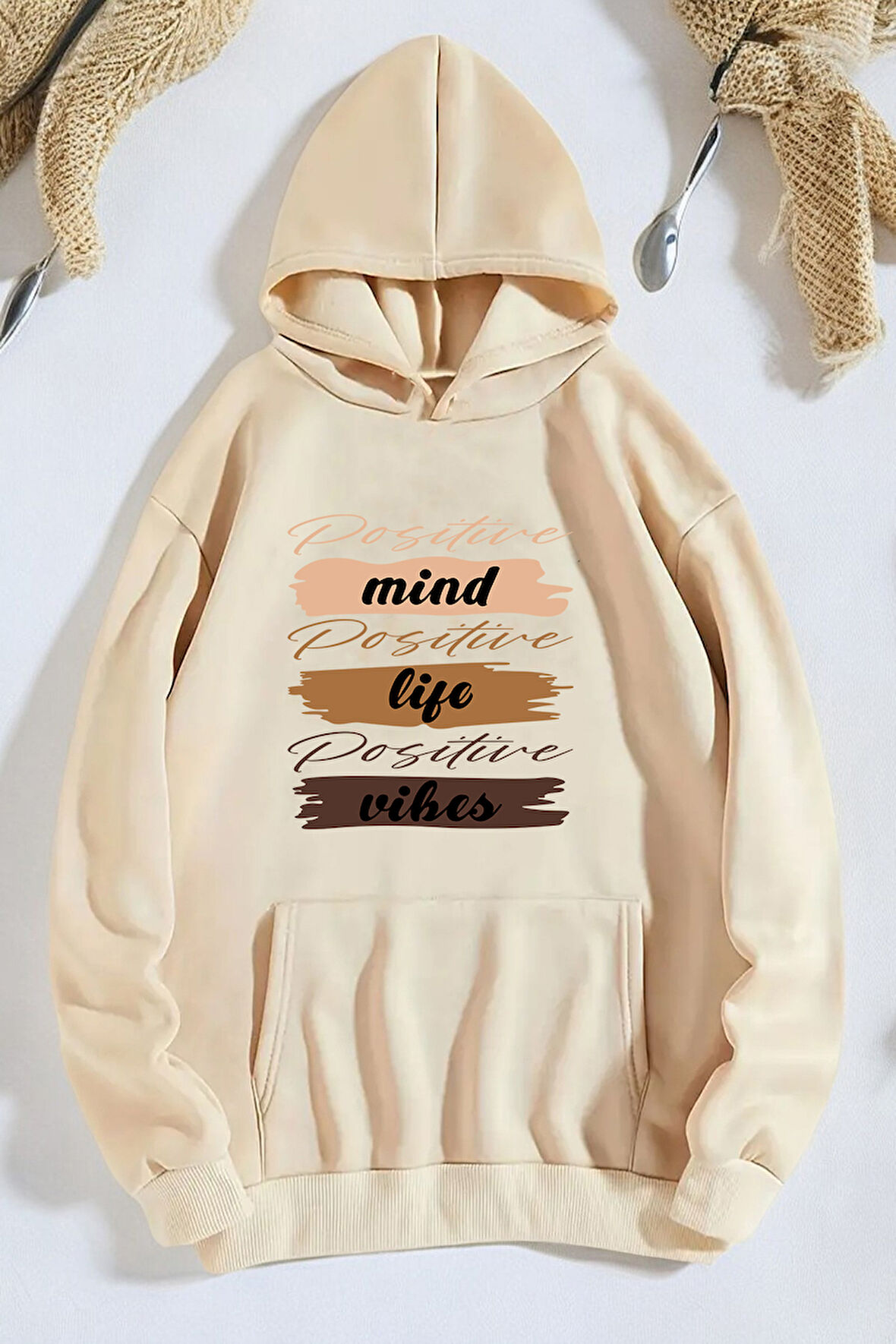 Uyguntarz Mind Life Vibes Baskılı Oversize Sweatshirt