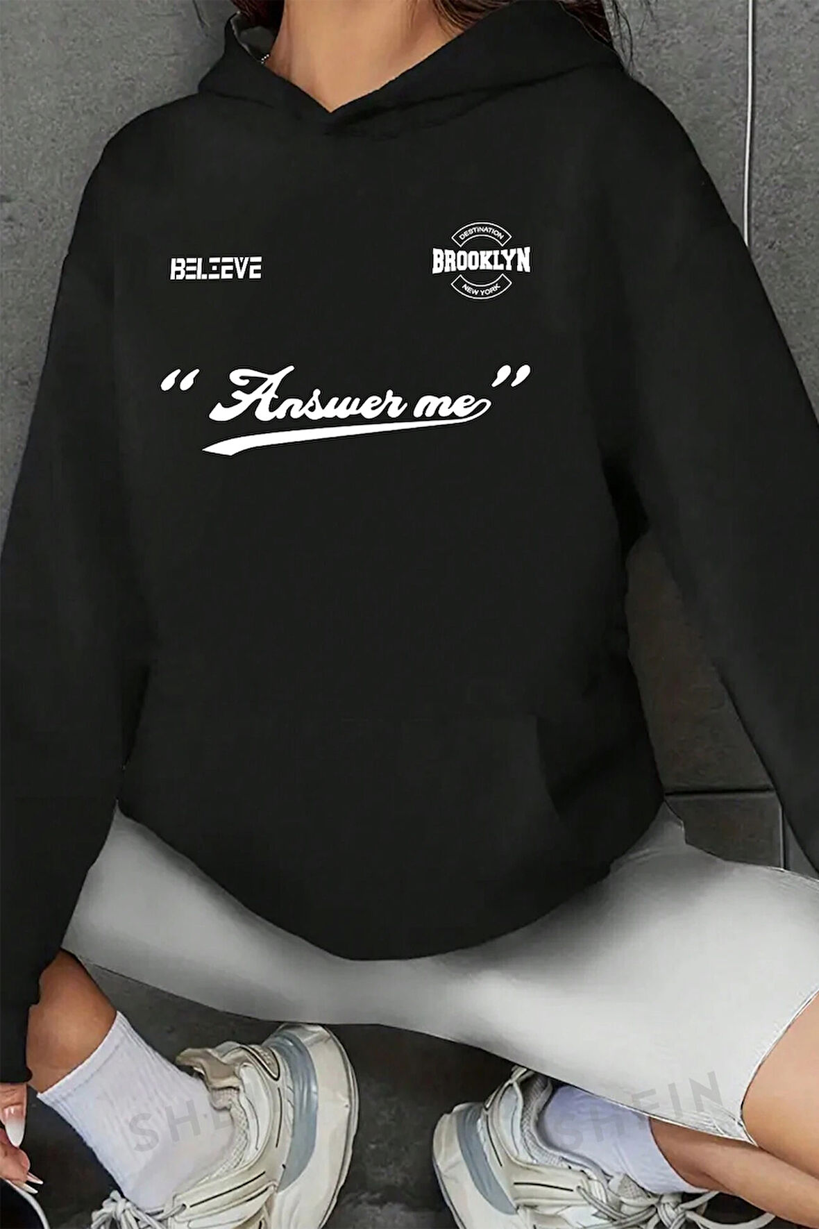 Uyguntarz Answer me  Baskılı Oversize Sweatshirt