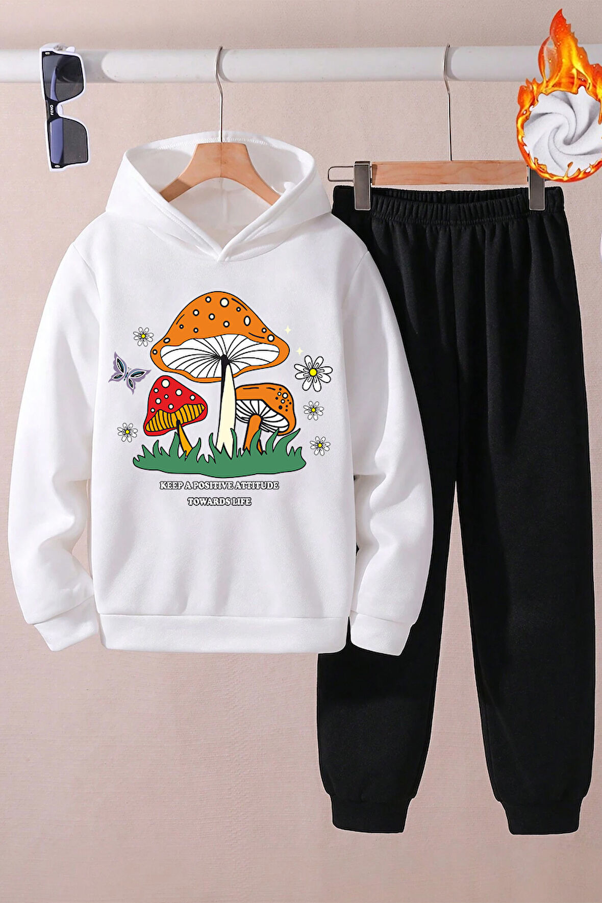 Uyguntarz Mantar Baskılı Erkek Çocuk  - Kız Rahat Eşofman Takımı