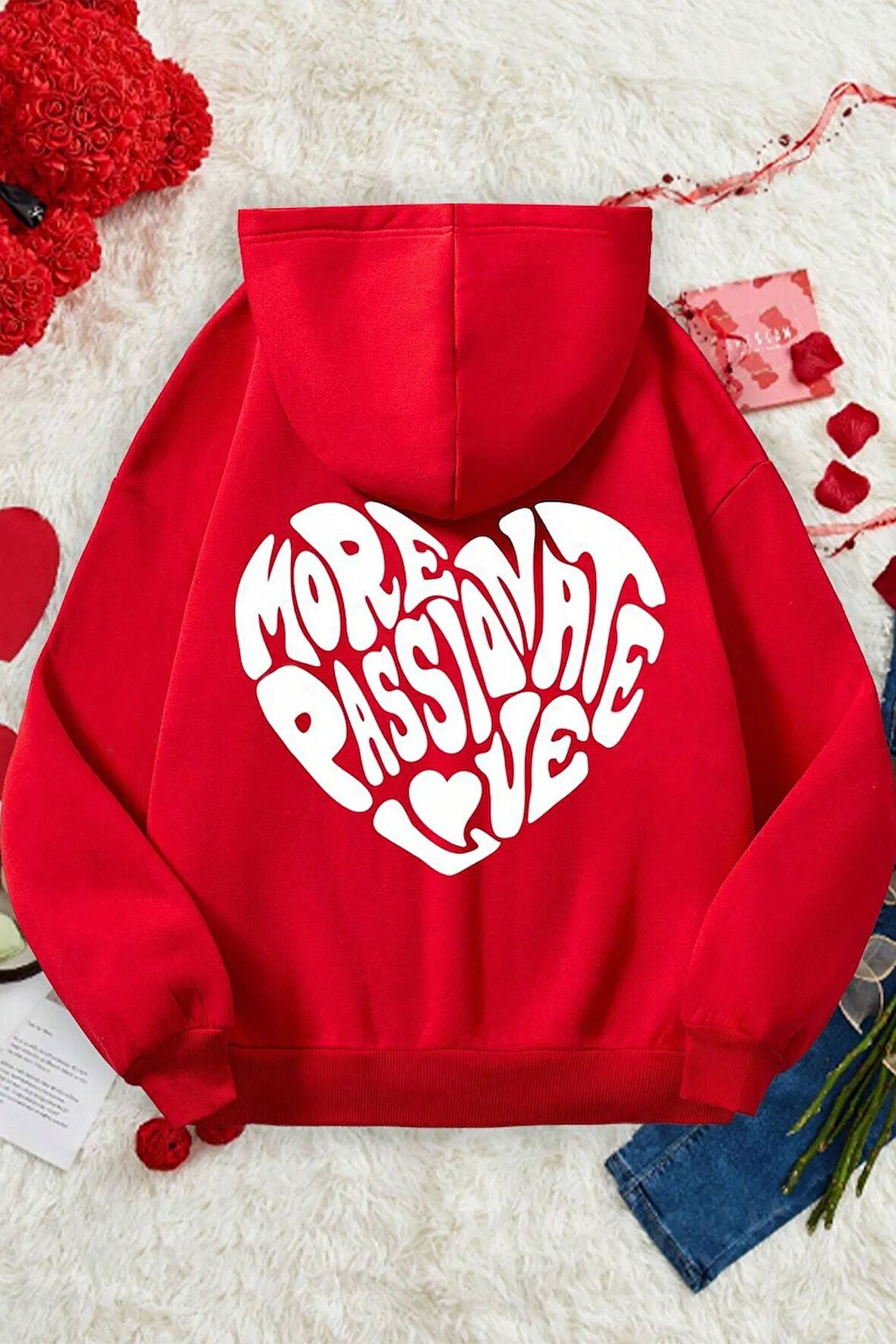 Uyguntarz More Love Baskılı  Pamuklu Oversize Sweatshirt