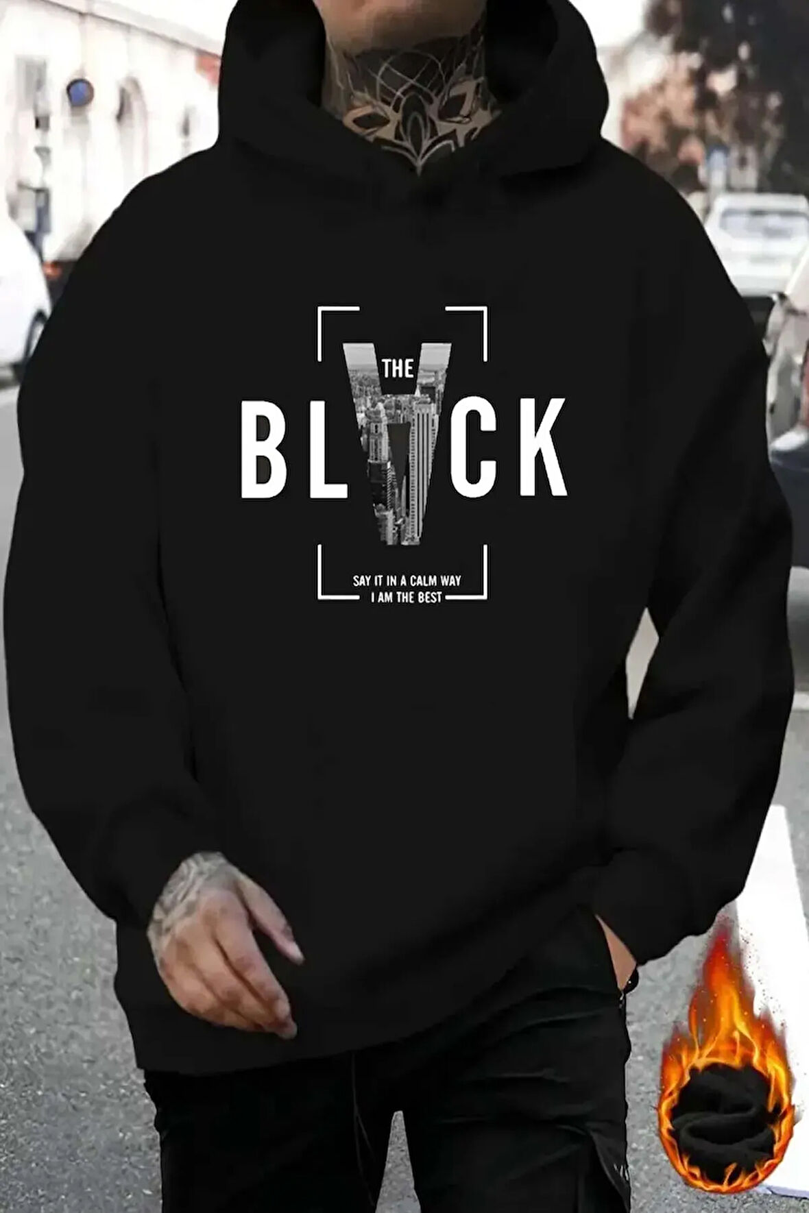 Black Baskılı  Pamuklu Oversize Sweatshirt