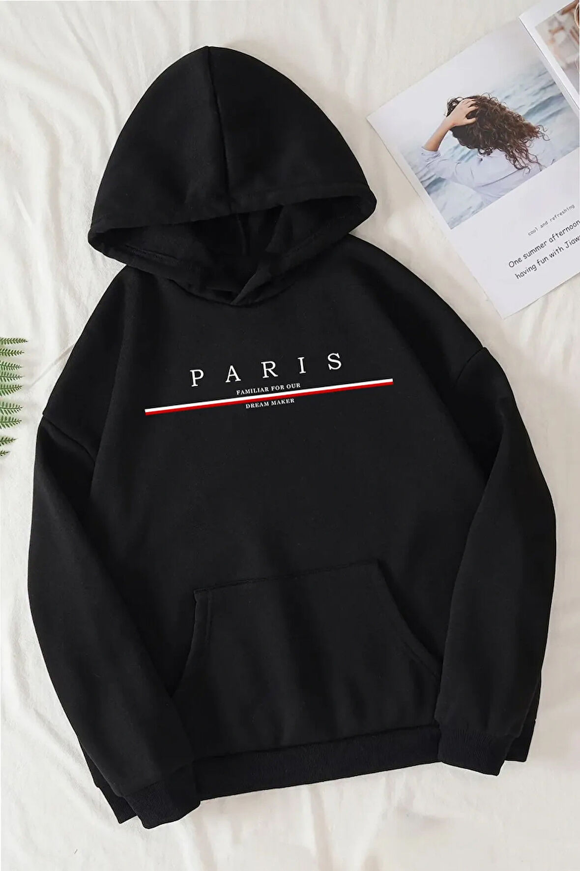 Paris Baskılı  Pamuklu Oversize Sweatshirt