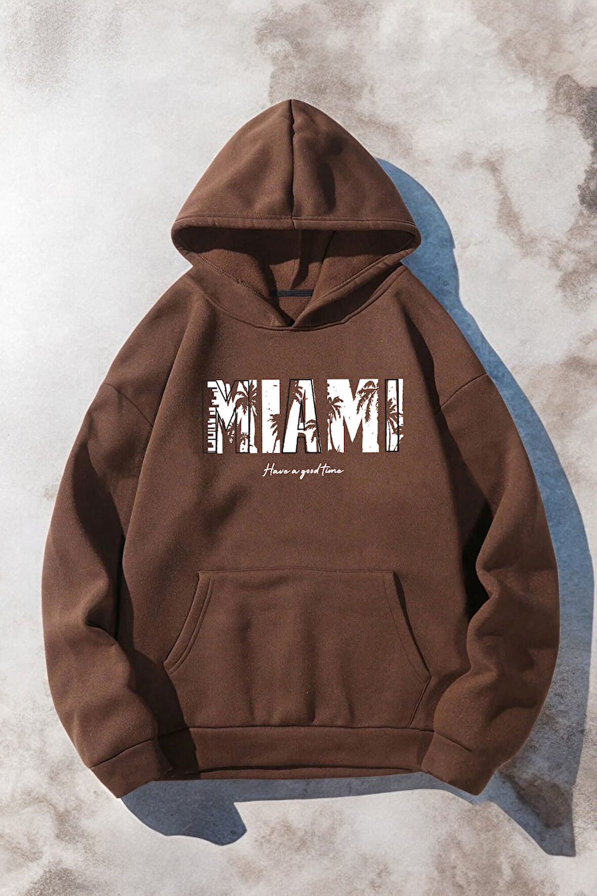Uyguntarz Miami Baskılı  Pamuklu Oversize Sweatshirt