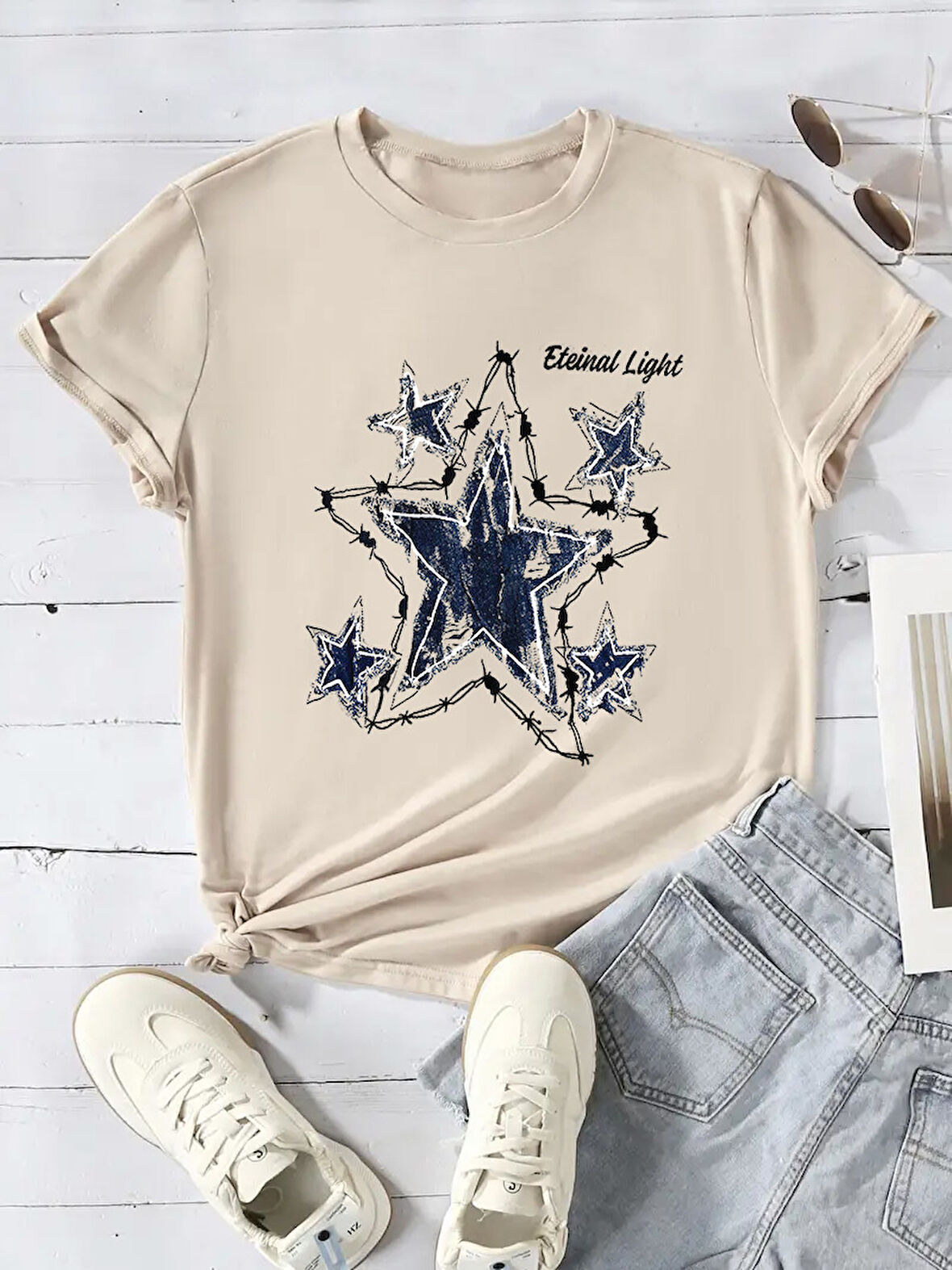 Unisex Eteinal Light Baskılı Oversize Tshirt