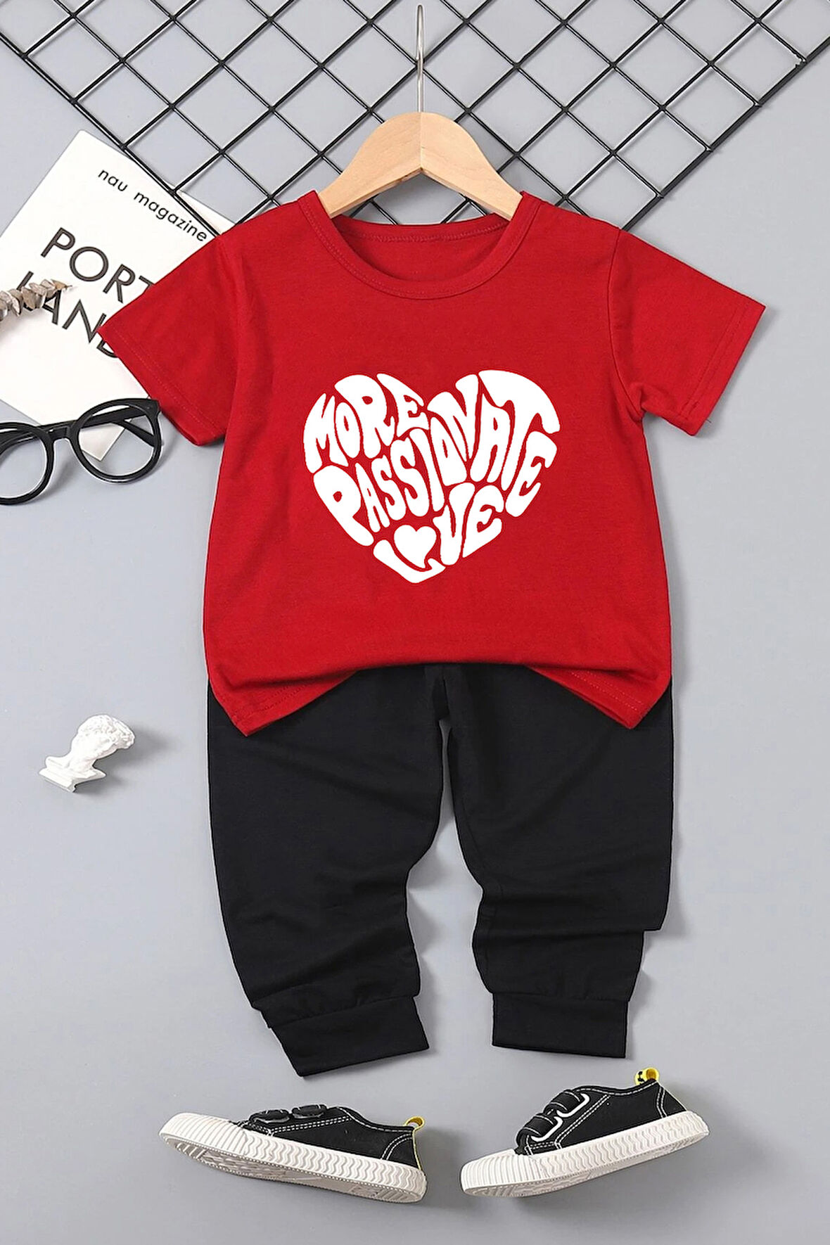 Çocuk YazılıKalp baskılı Pamuklu Tshirt