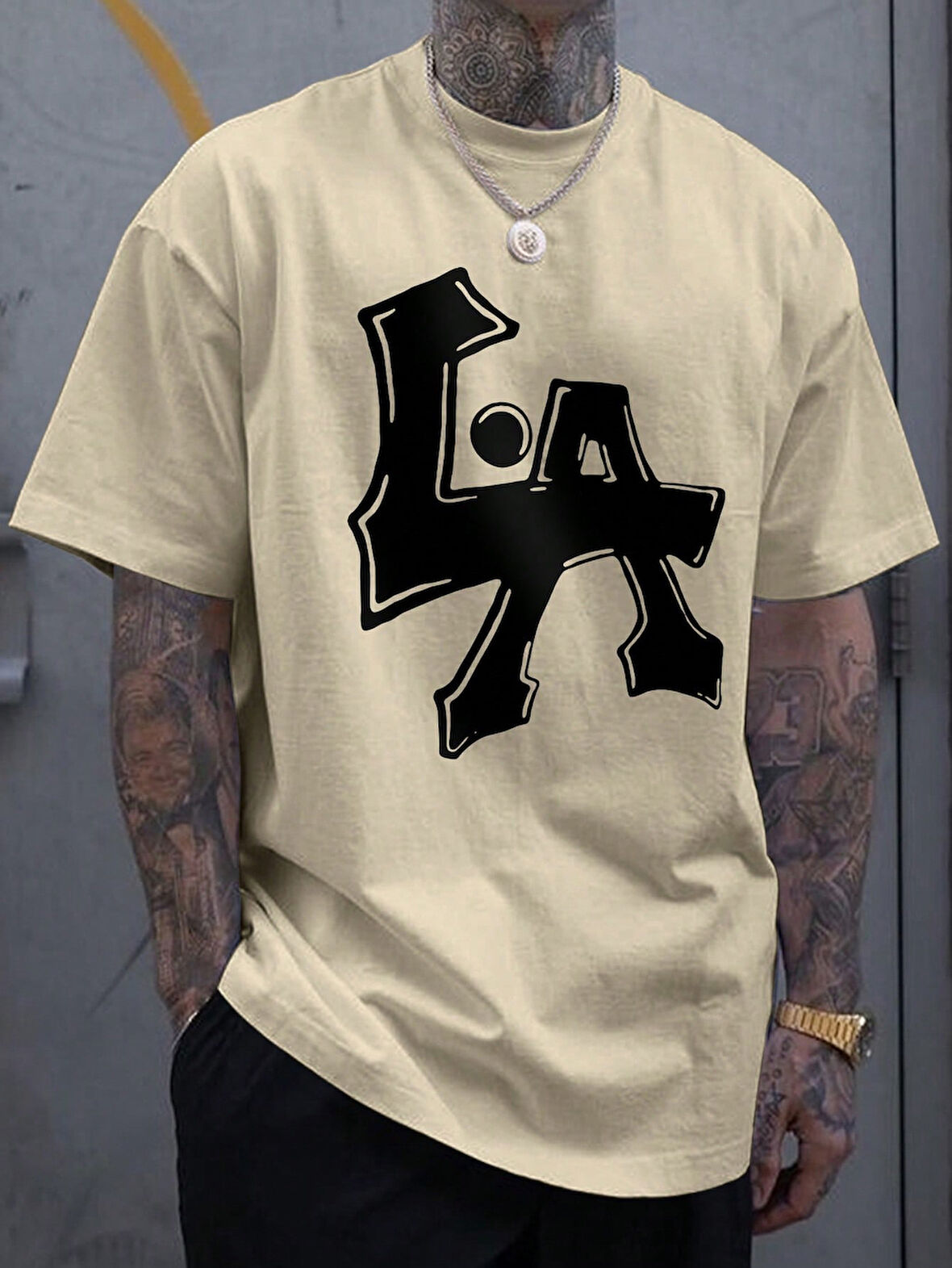 Unisex Los Angles Baskılı Oversize Tshirt