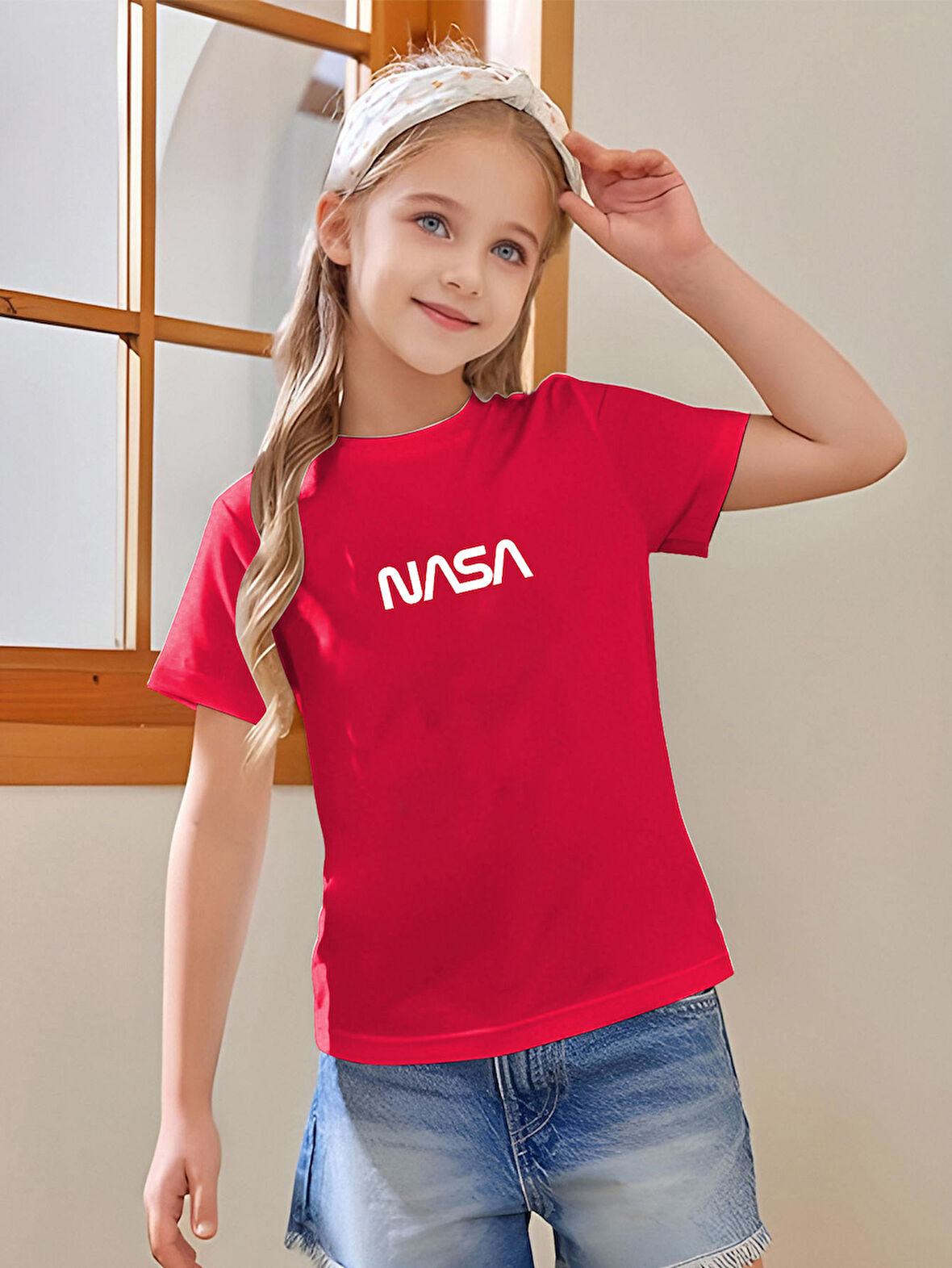 Çocuk Nasa Yazı Baskılı Pamuklu Tshirt