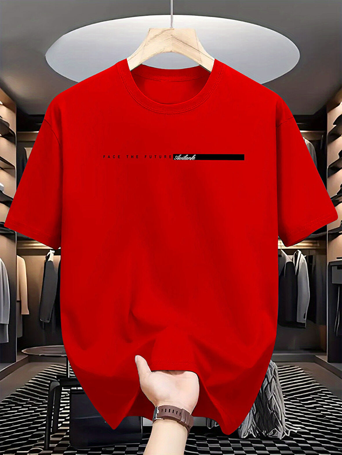 Unisex Face The Future Baskılı Oversize Tshirt