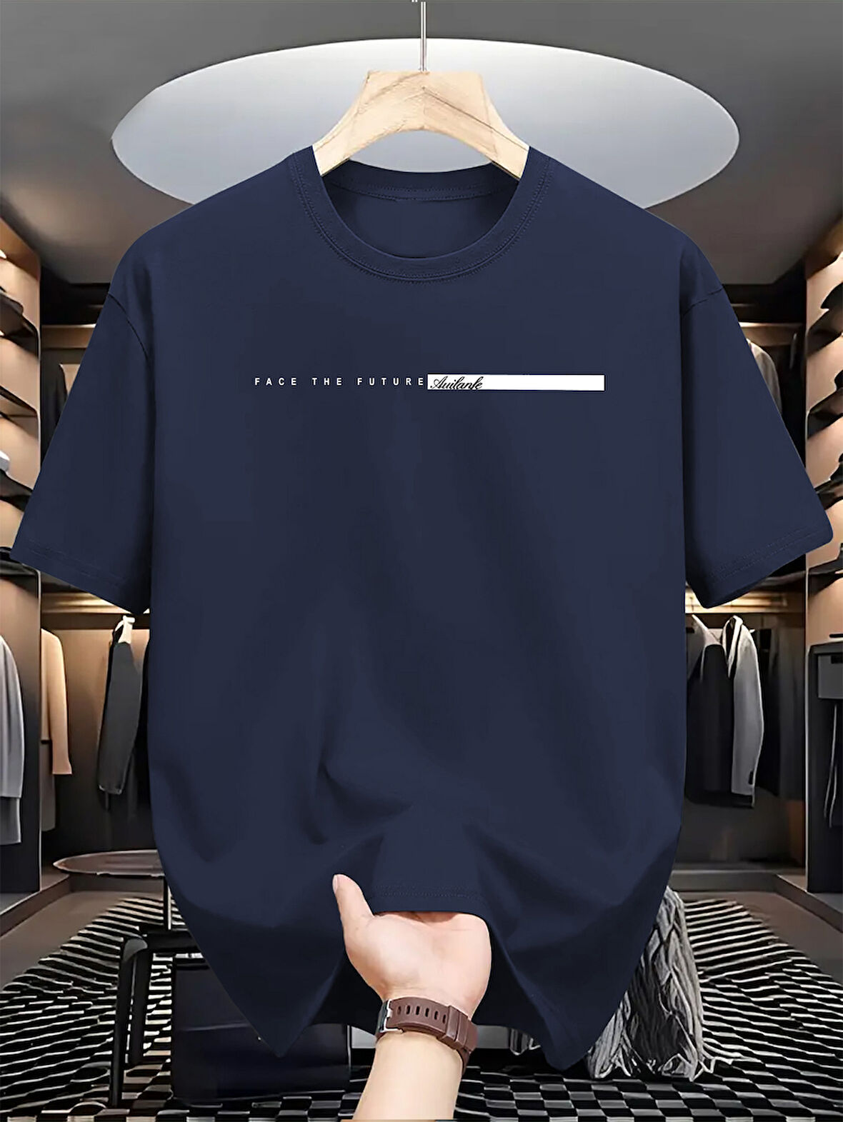 Unisex Face The Future Baskılı Oversize Tshirt