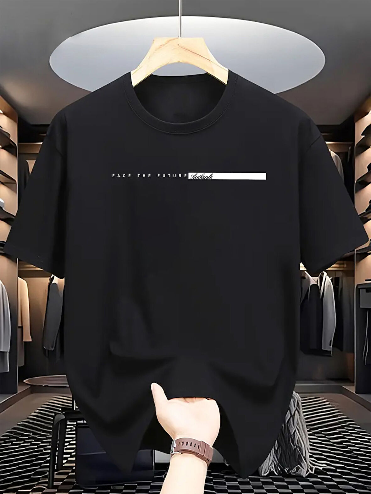 Unisex Face The Future Baskılı Oversize Tshirt