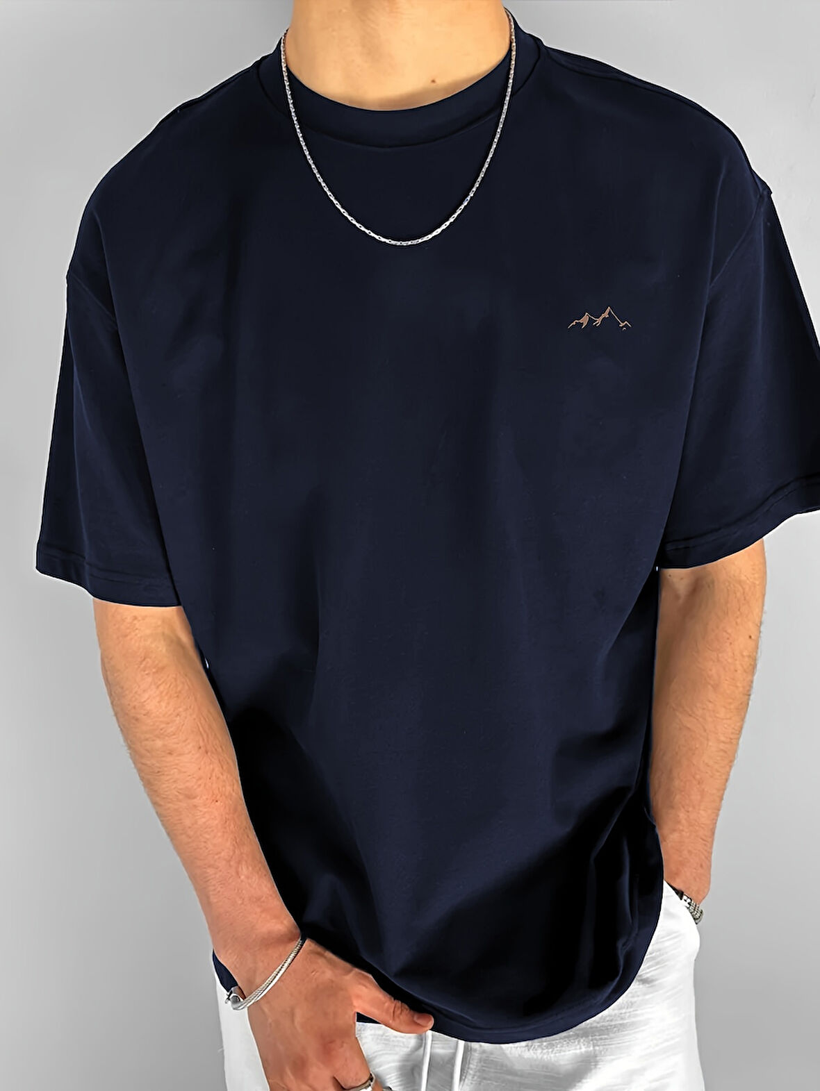 Unisex Dağ Baskılı Oversize Tshirt