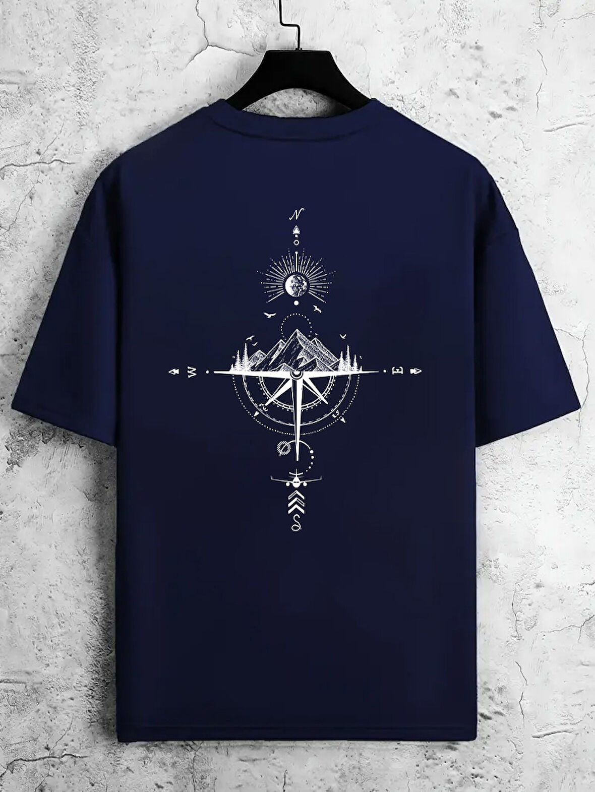 Unisex Yön Gösteren Baskılı Tasarım Tshirt