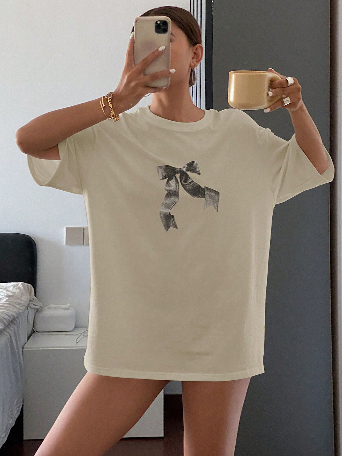 Kurdele Baskılı Baskılı Özel Tasarım Tshirt