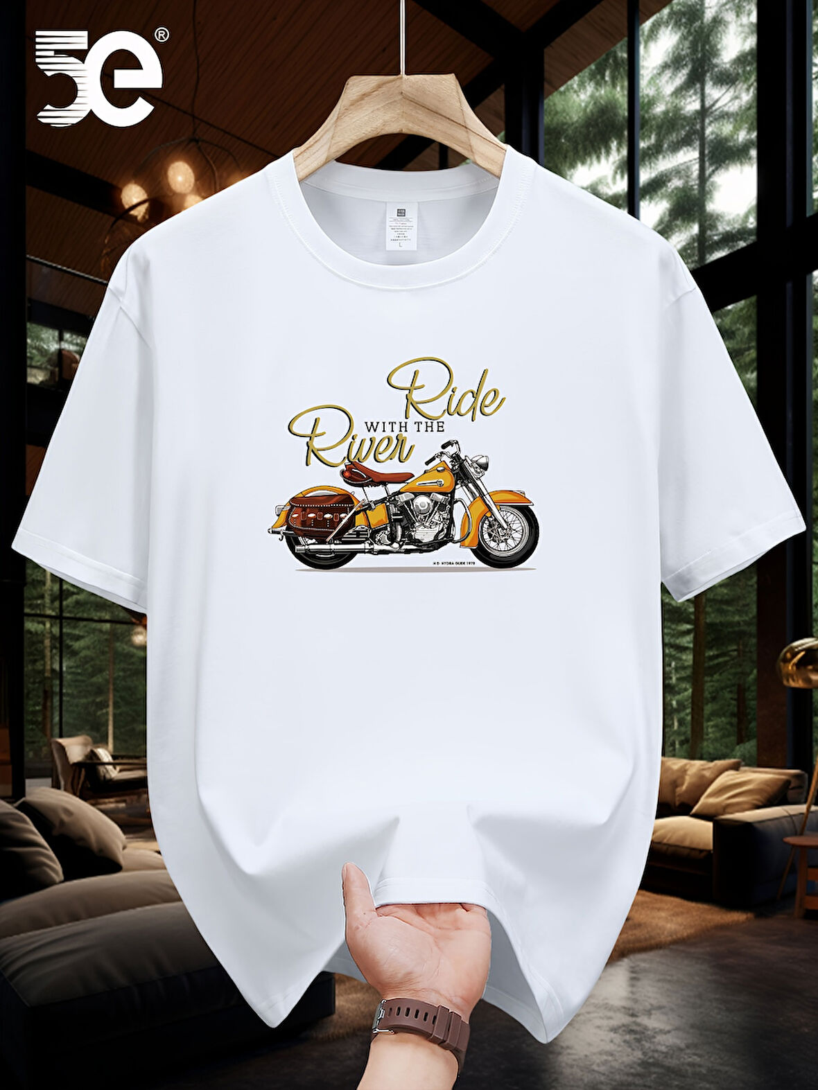Unisex Ride River Baskılı Tasarım Tshirt