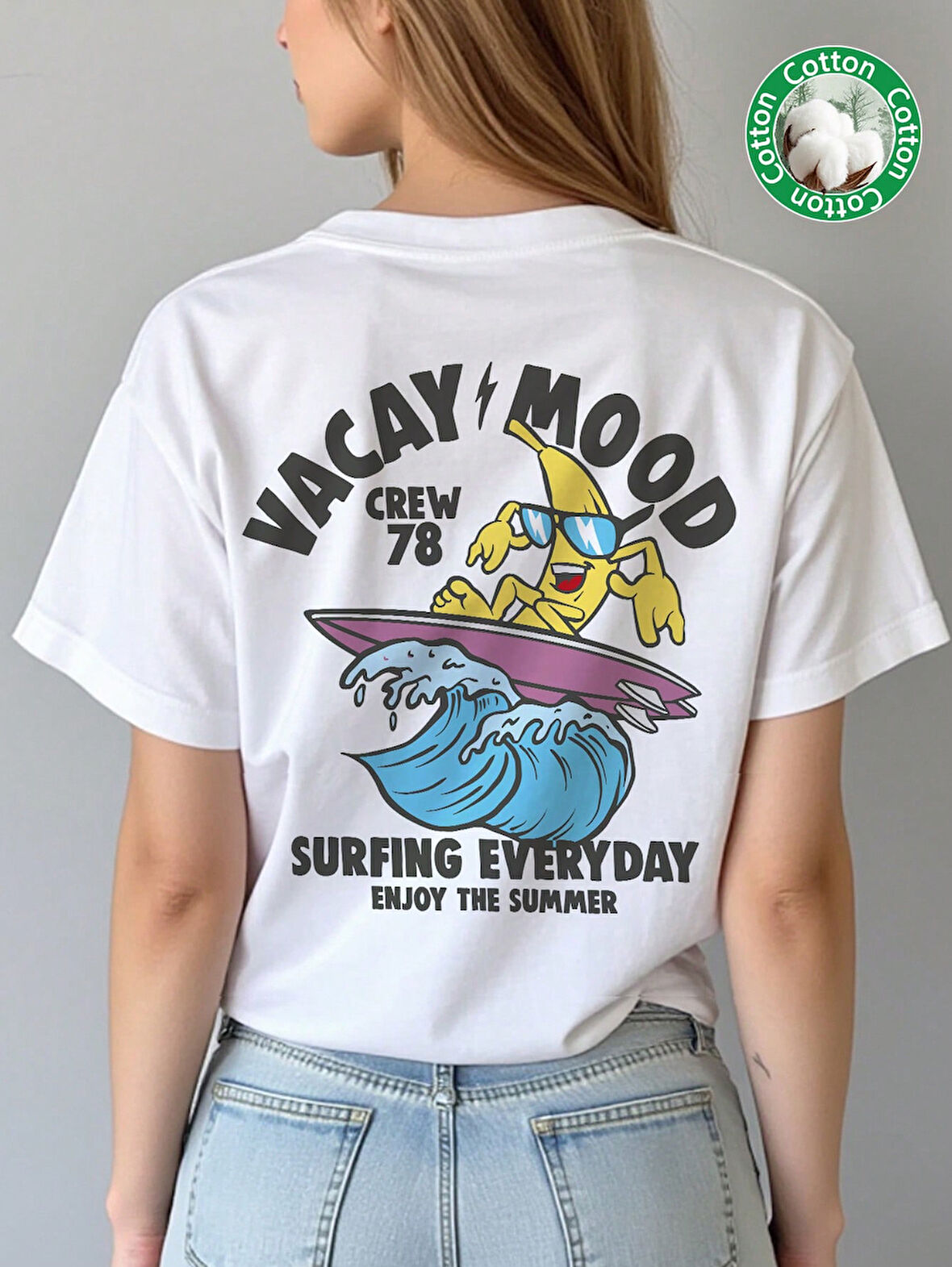 Unisex Vacay Mood Baskılı Tasarım Tshirt