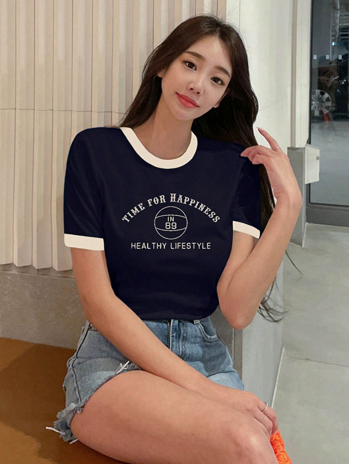 Unisex Time For Happiness Baskılı Tasarım Tshirt