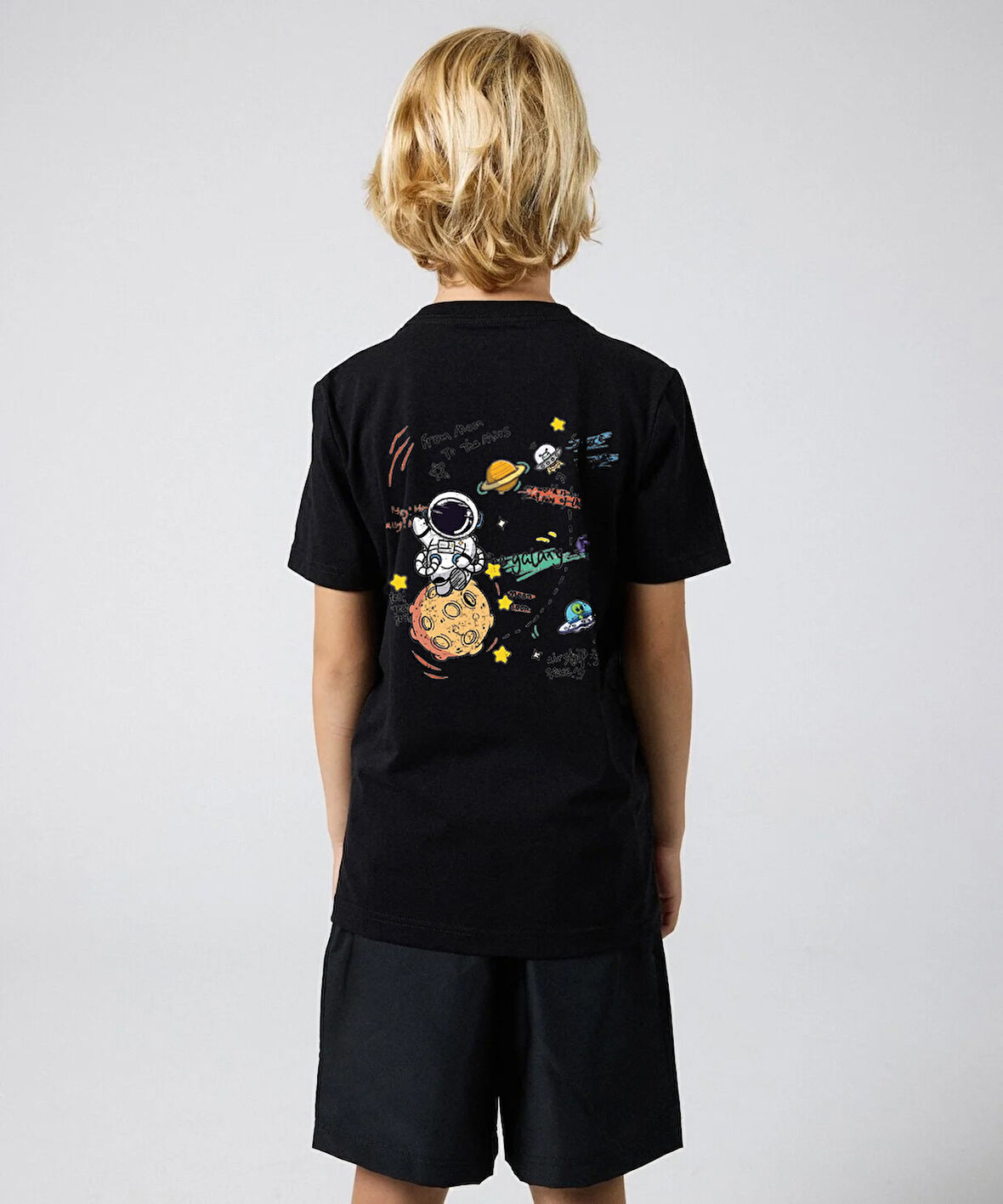 Çocuk Galaksi baskılı Pamuklu Tshirt