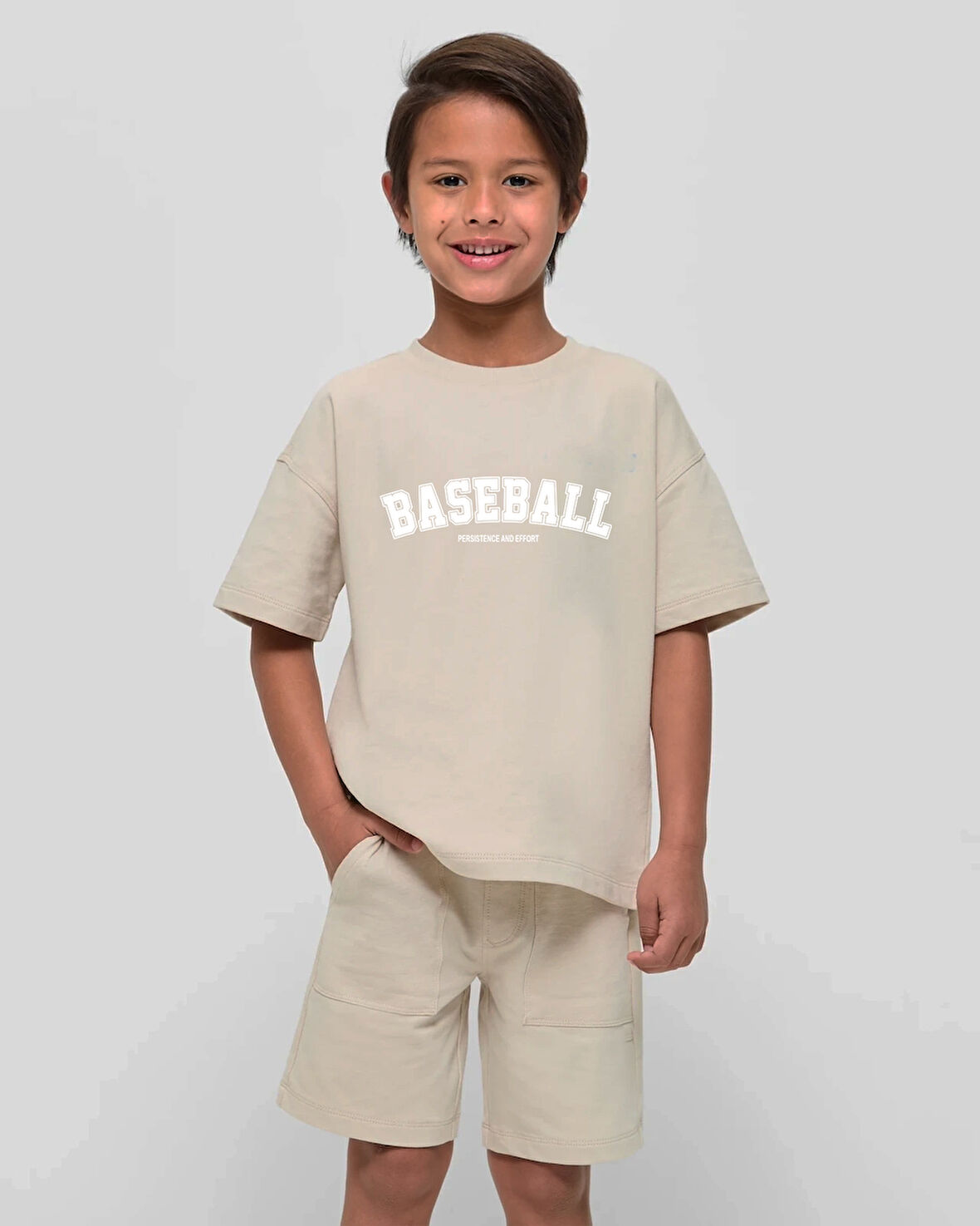 Çocuk Baseball baskılı Pamuklu Tshirt