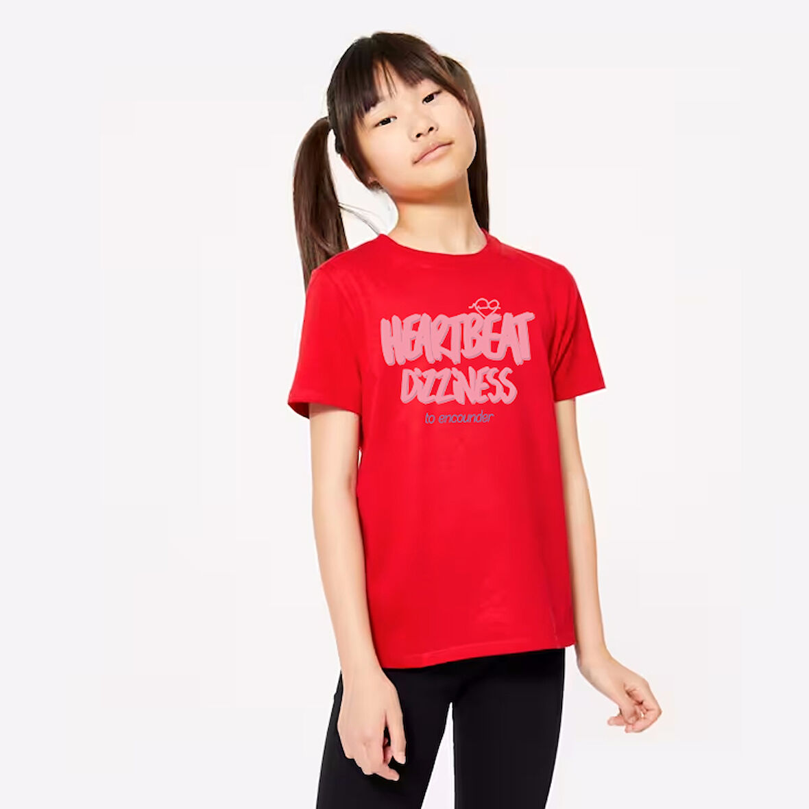 Çocuk HeartBeat Baskılı Pamuklu Tshirt