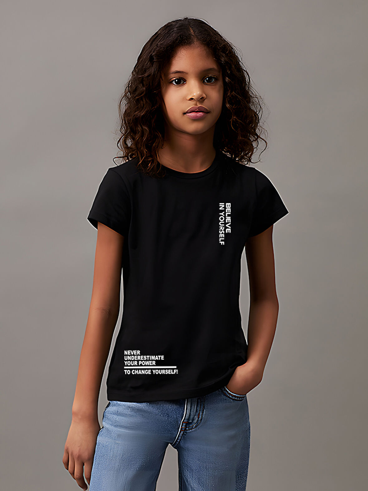 Çocuk Believe Baskılı Pamuklu Tshirt