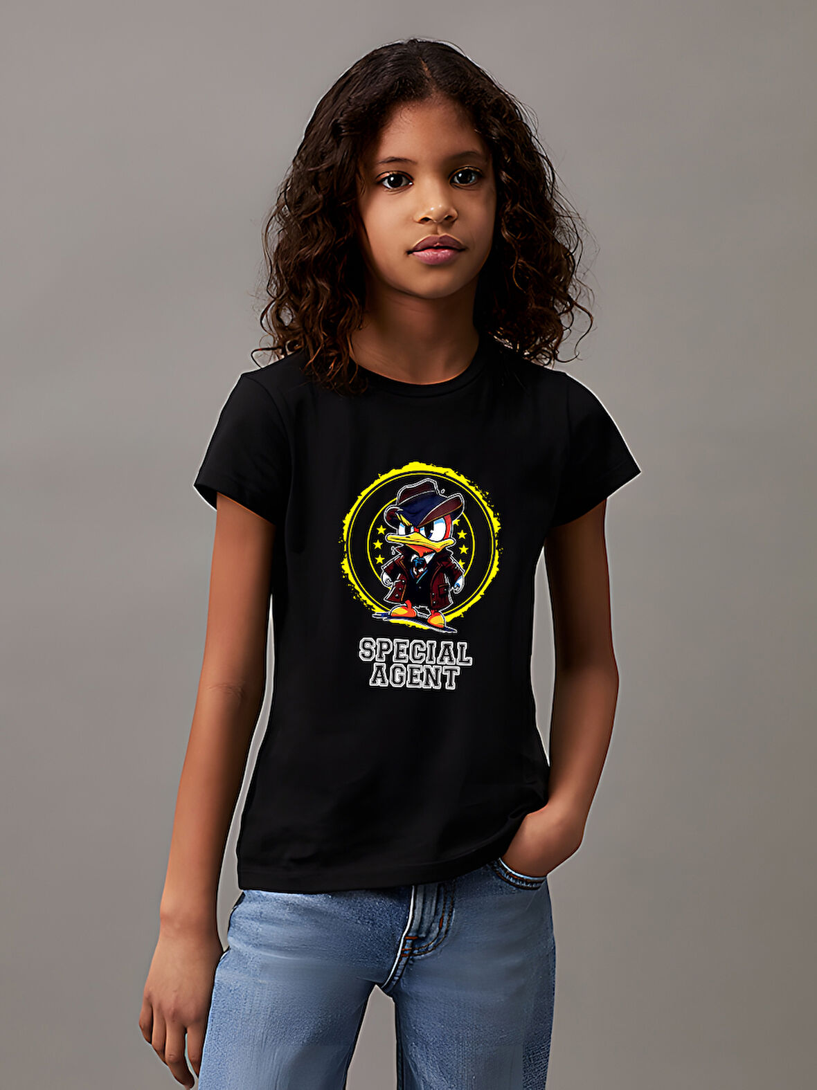 Çocuk Mafia Ördek Baskılı Pamuklu Tshirt