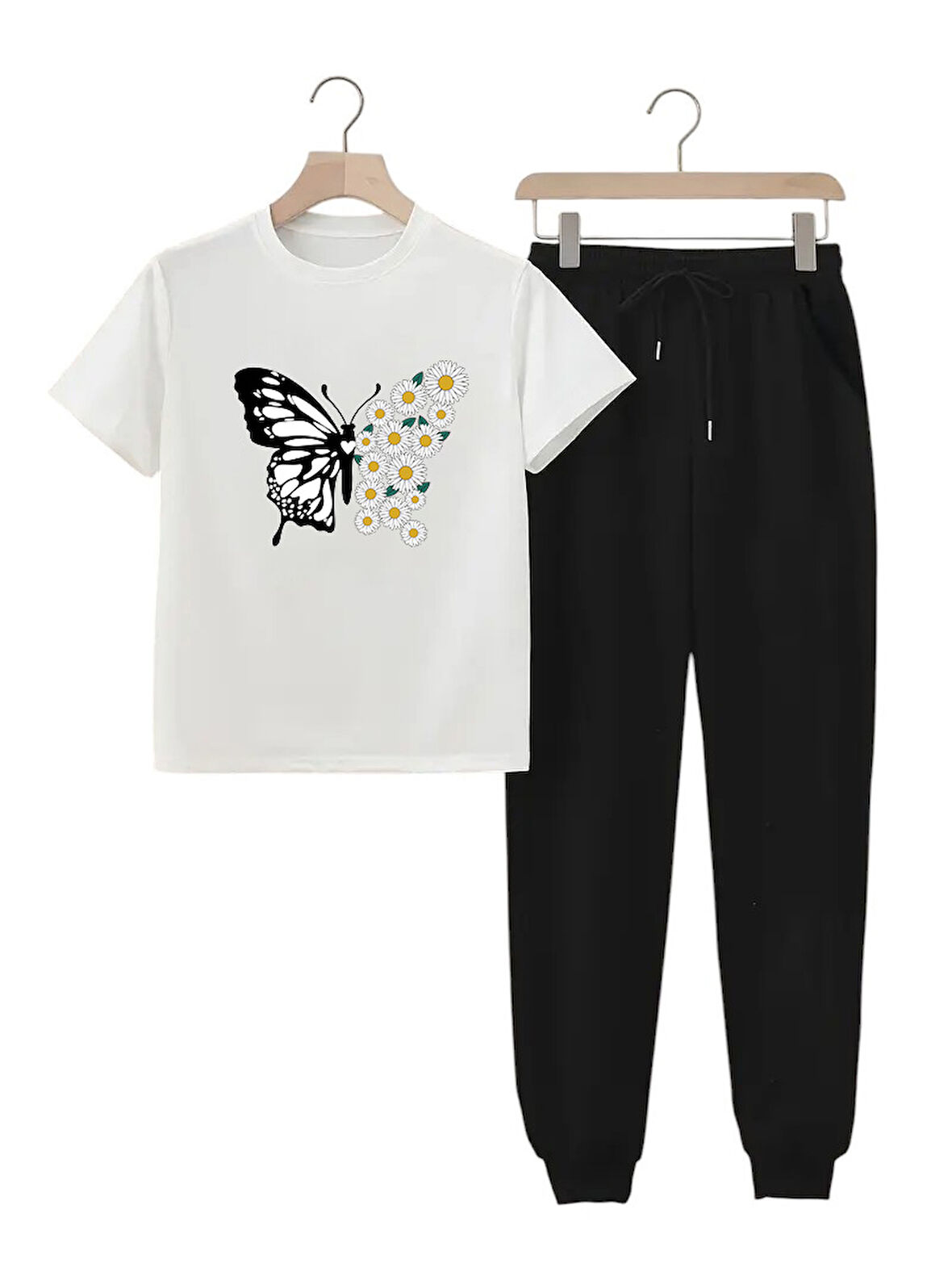 Çocuk Papatya Kelebek Baskılı Eşofman Takımı