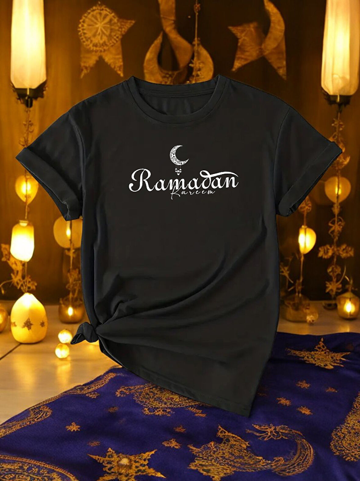 Beyaz Ramadan Kareem Baskılı Tasarım Tshirt