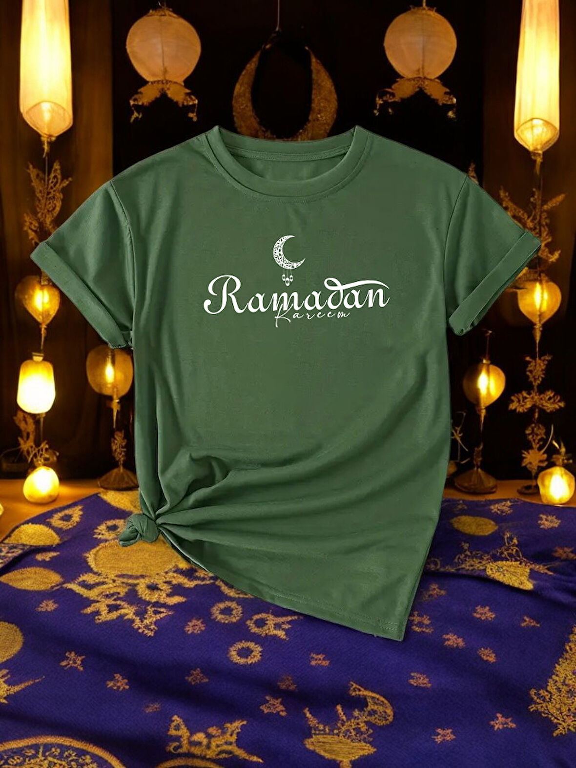 Beyaz Ramadan Kareem Baskılı Tasarım Tshirt