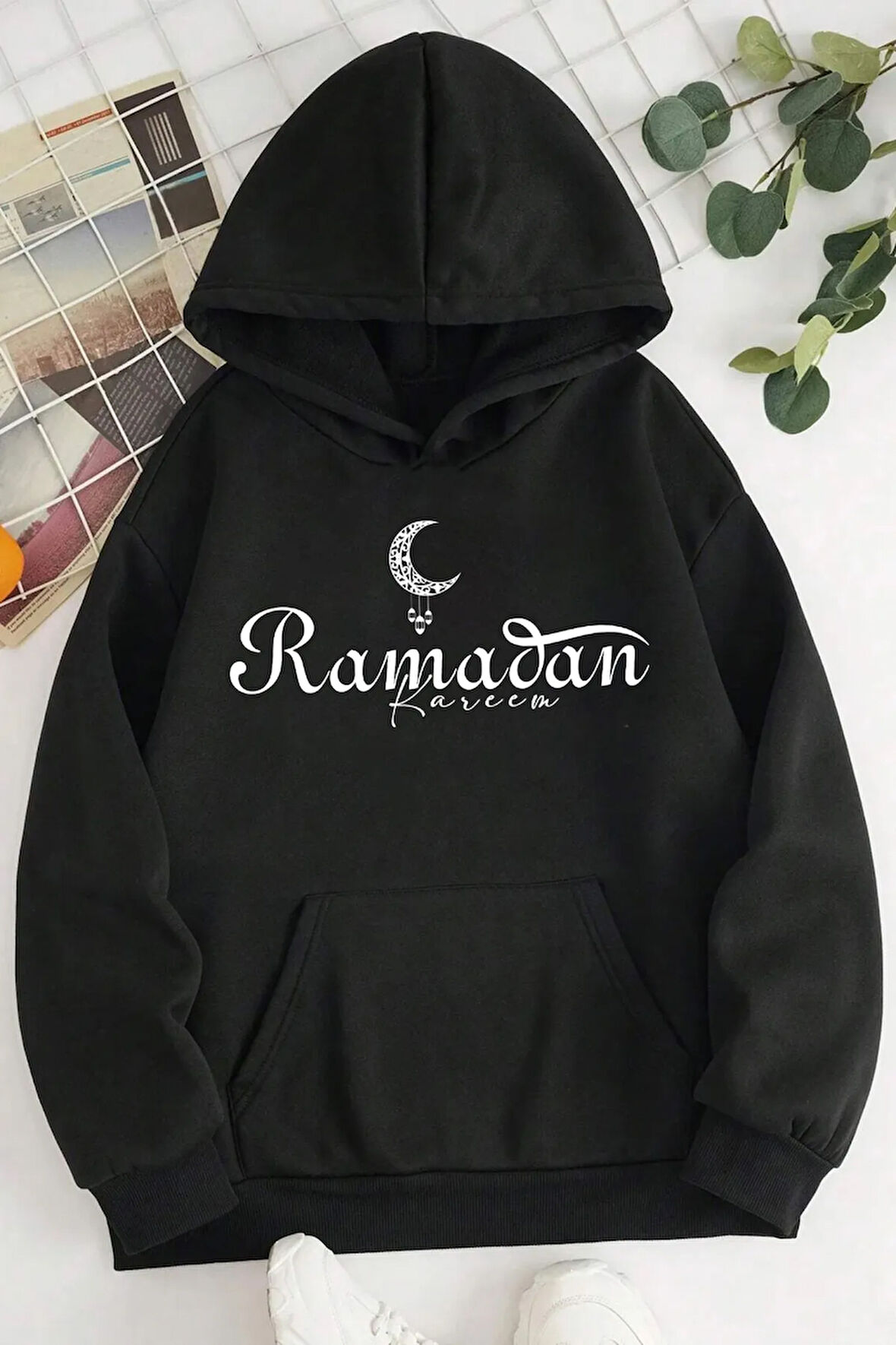 Ramadan Kareem Baskılı Pamuklu Oversize Sweatshirt