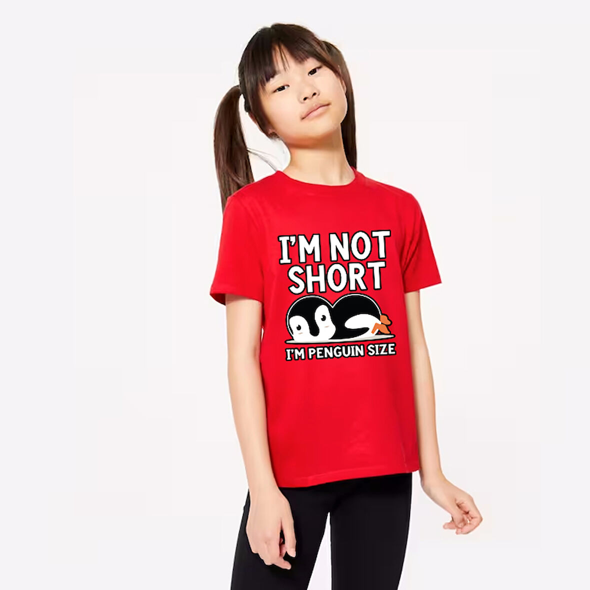 Çocuk Penguen Baskılı Pamuklu Tshirt