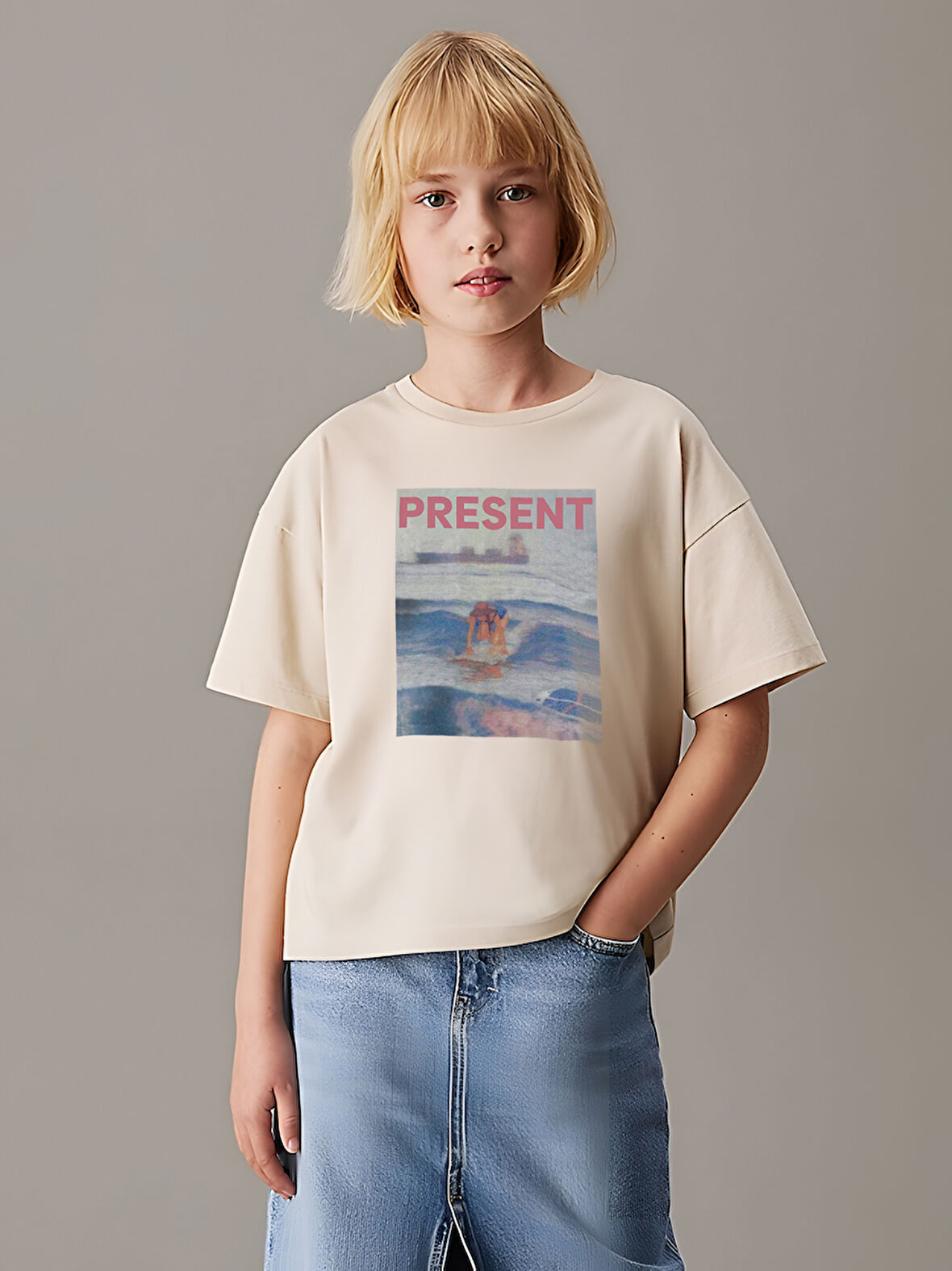 Çocuk YazılıKalp baskılı Pamuklu Tshirt