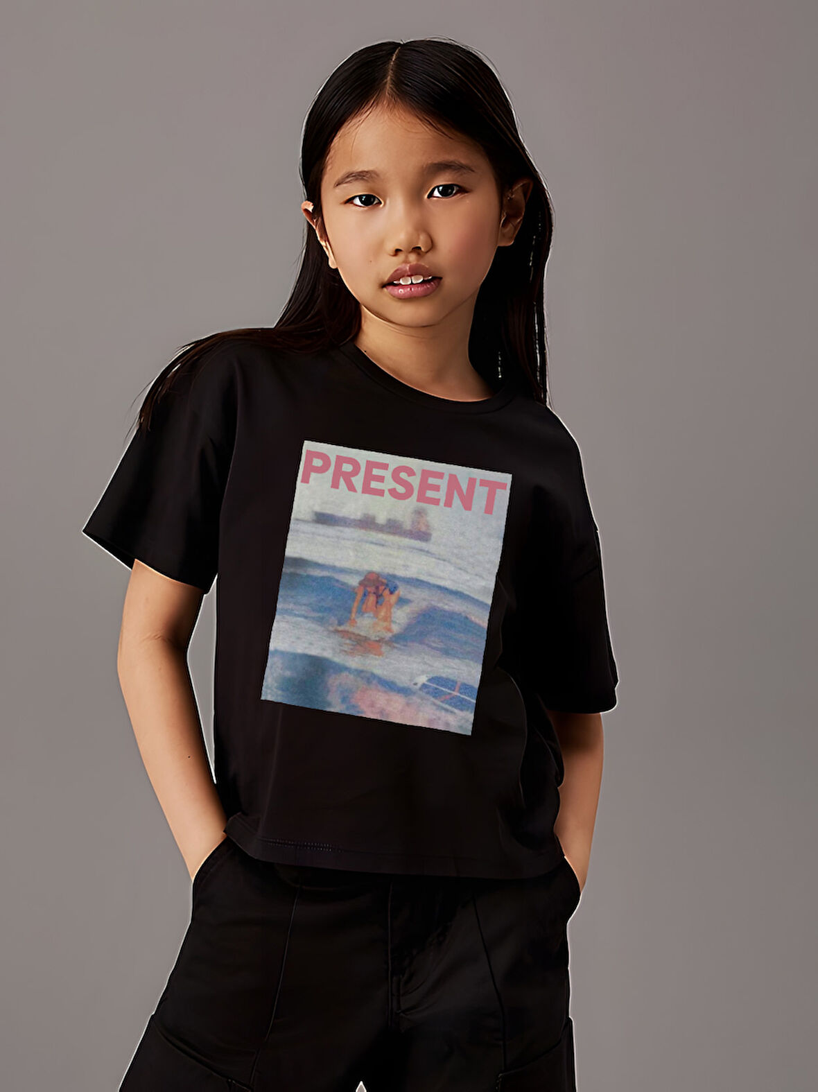 Çocuk YazılıKalp baskılı Pamuklu Tshirt