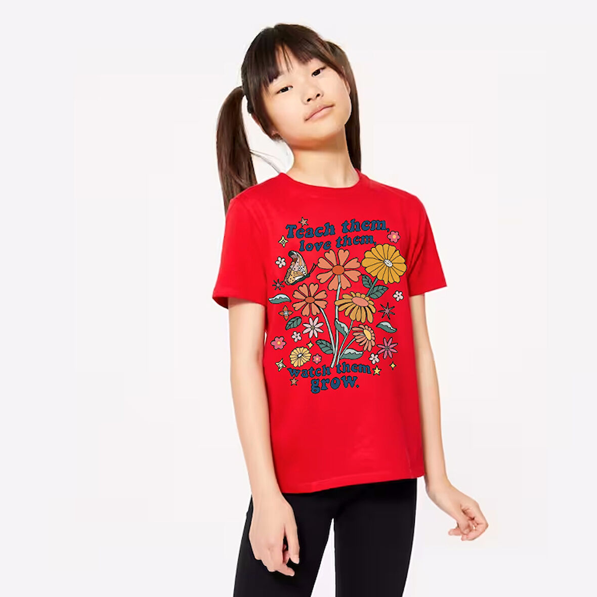 Çocuk Teach Them acbaskılı Pamuklu Tshirt